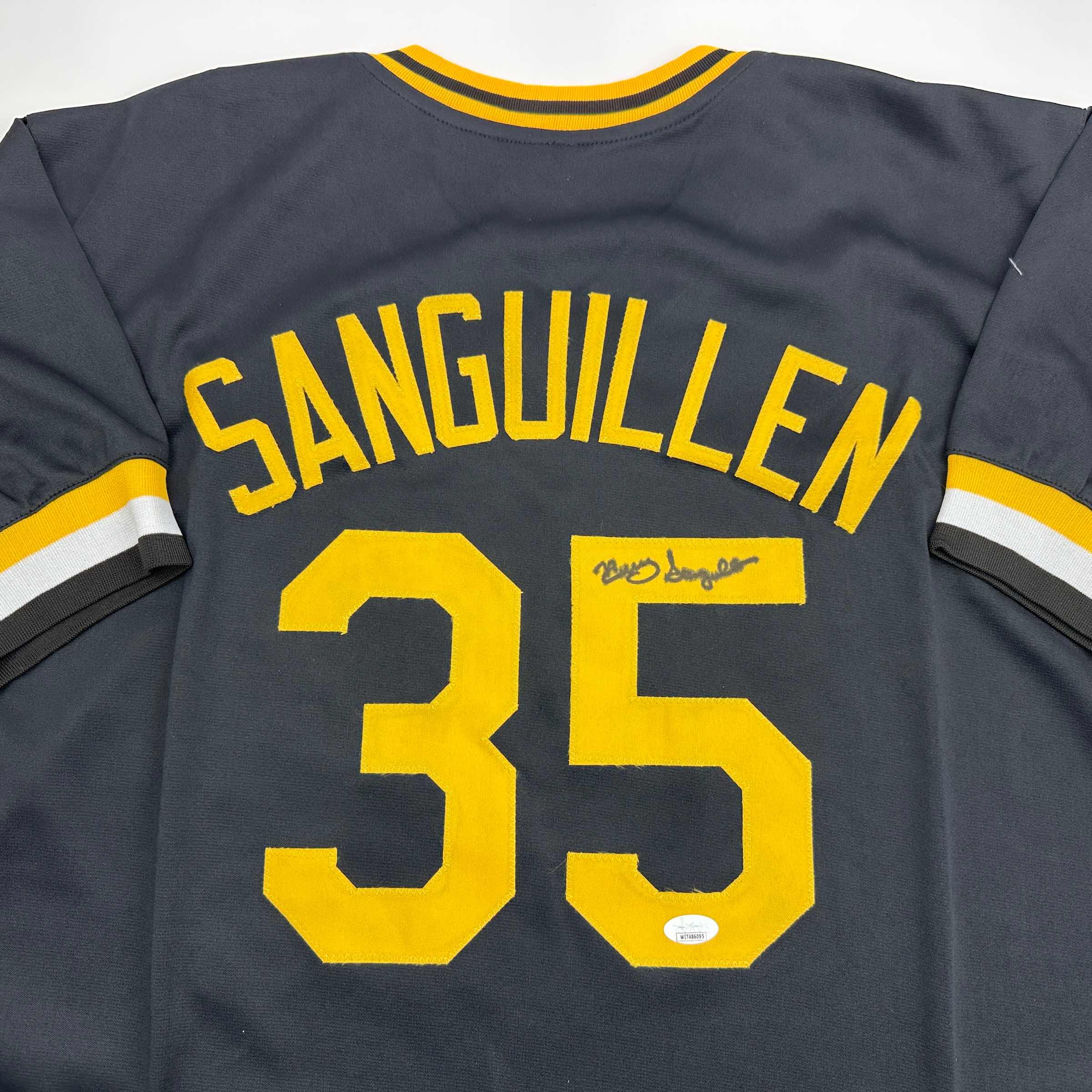 Autographed/Signed Manny Sanguillen Pittsburgh Black Baseball Jersey JSA COA