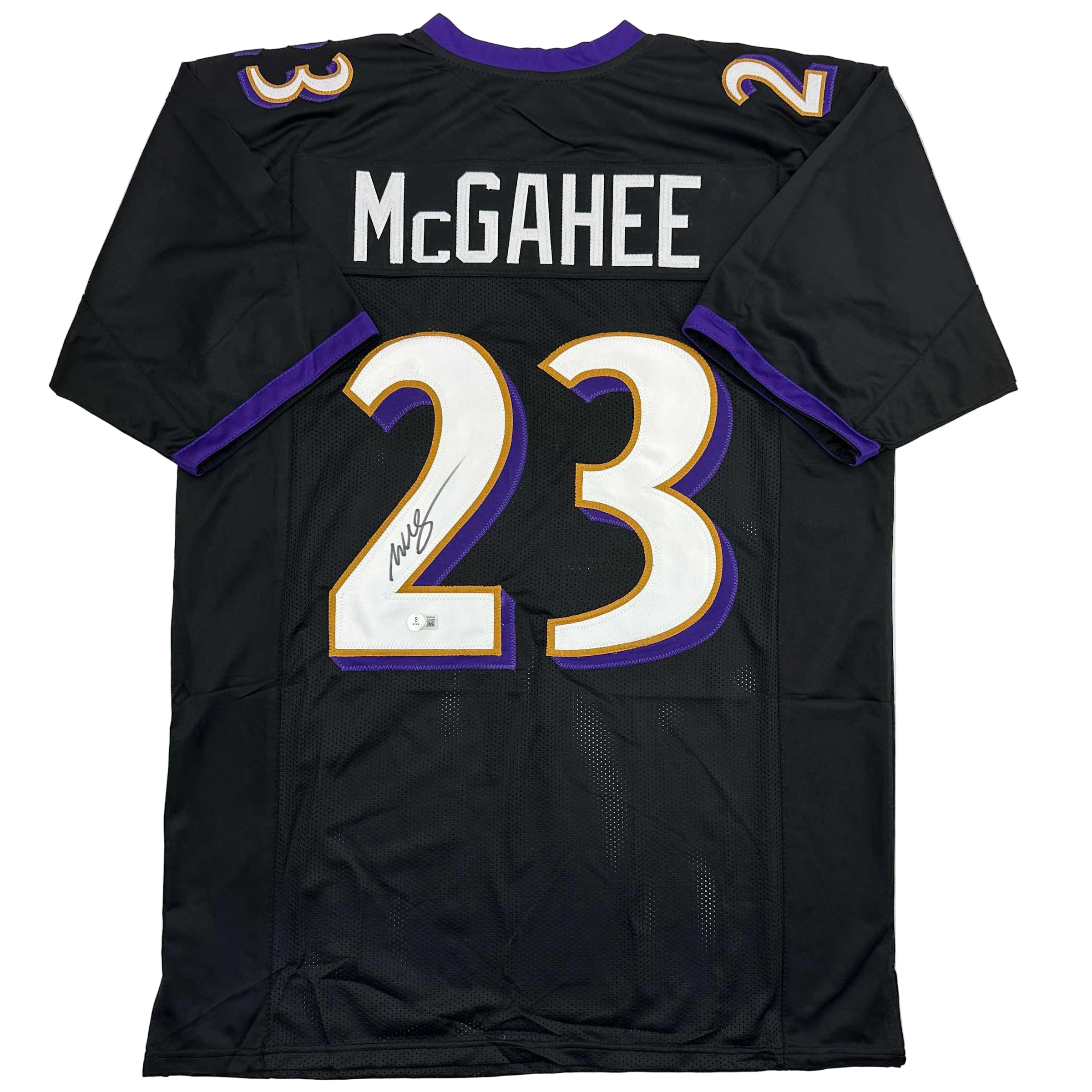 Autographed/Signed Willis McGahee Baltimore Black Football Jersey Beckett BAS COA