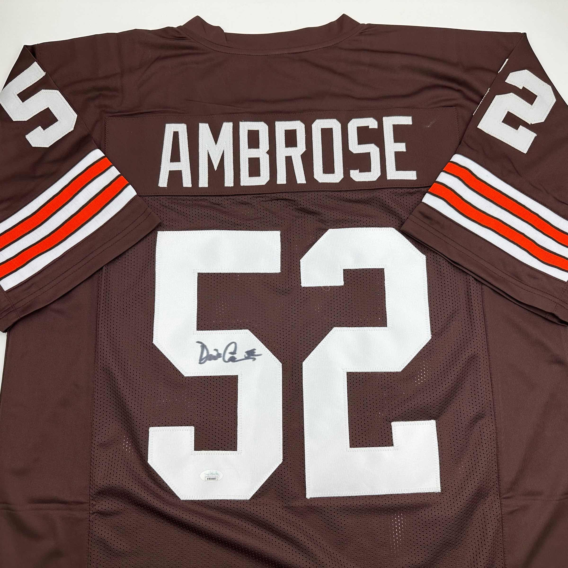 Autographed/Signed Dick Ambrose Cleveland Brown Football Jersey JSA COA