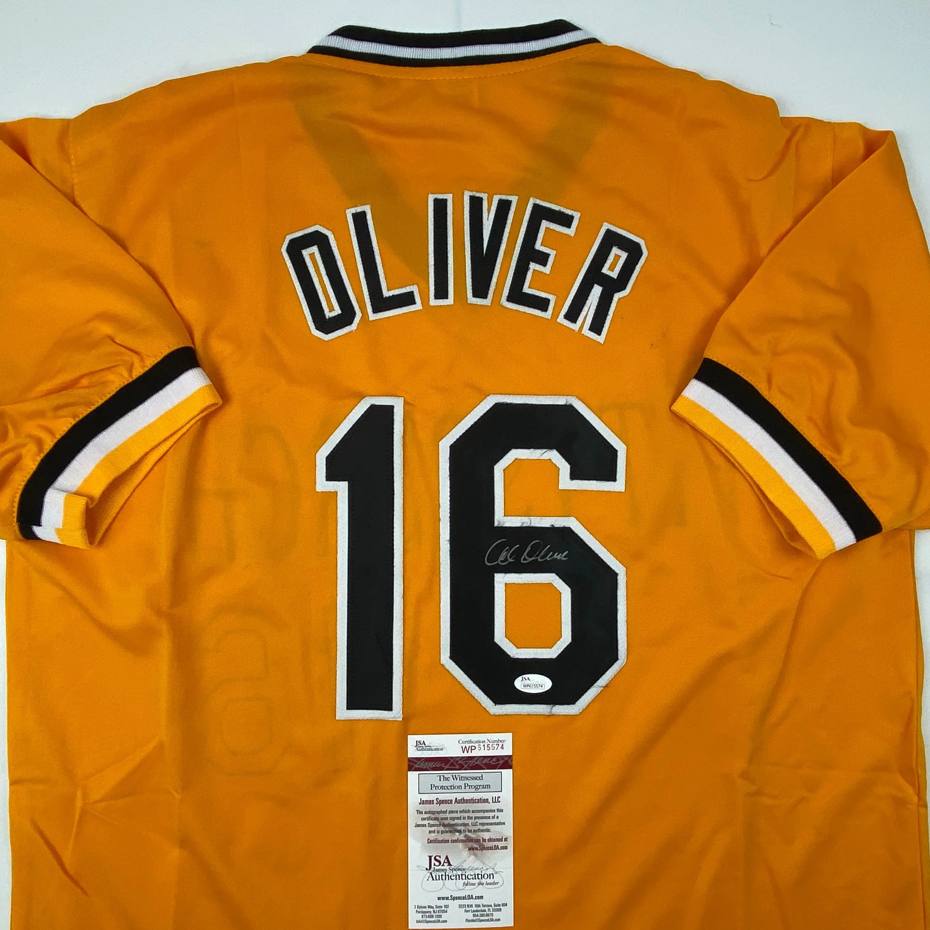 Autographed/Signed Al Oliver Pittsburgh Yellow Baseball Jersey JSA COA