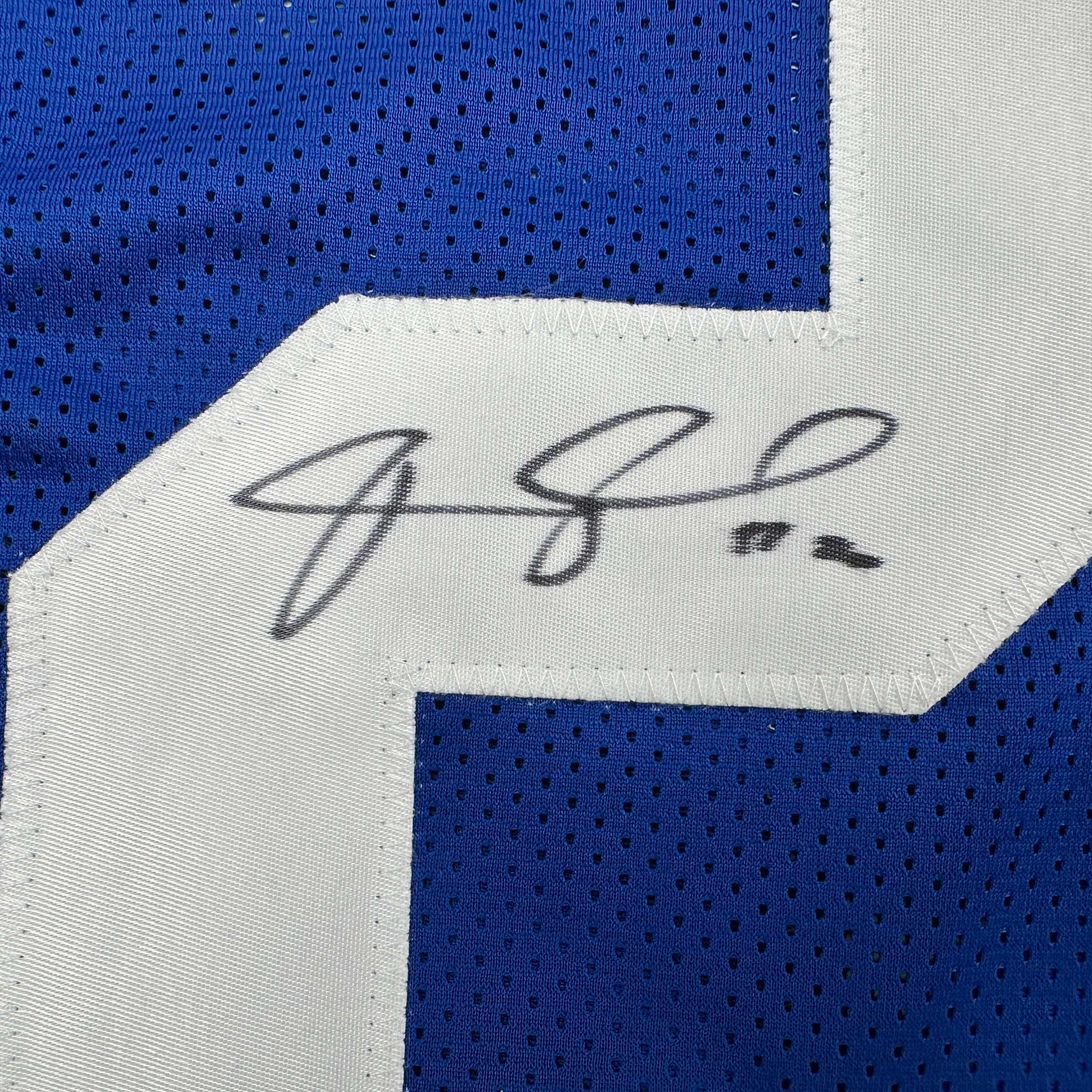 Autographed/Signed Janoris Jenkins Jackrabbit New York Blue Football Jersey JSA COA