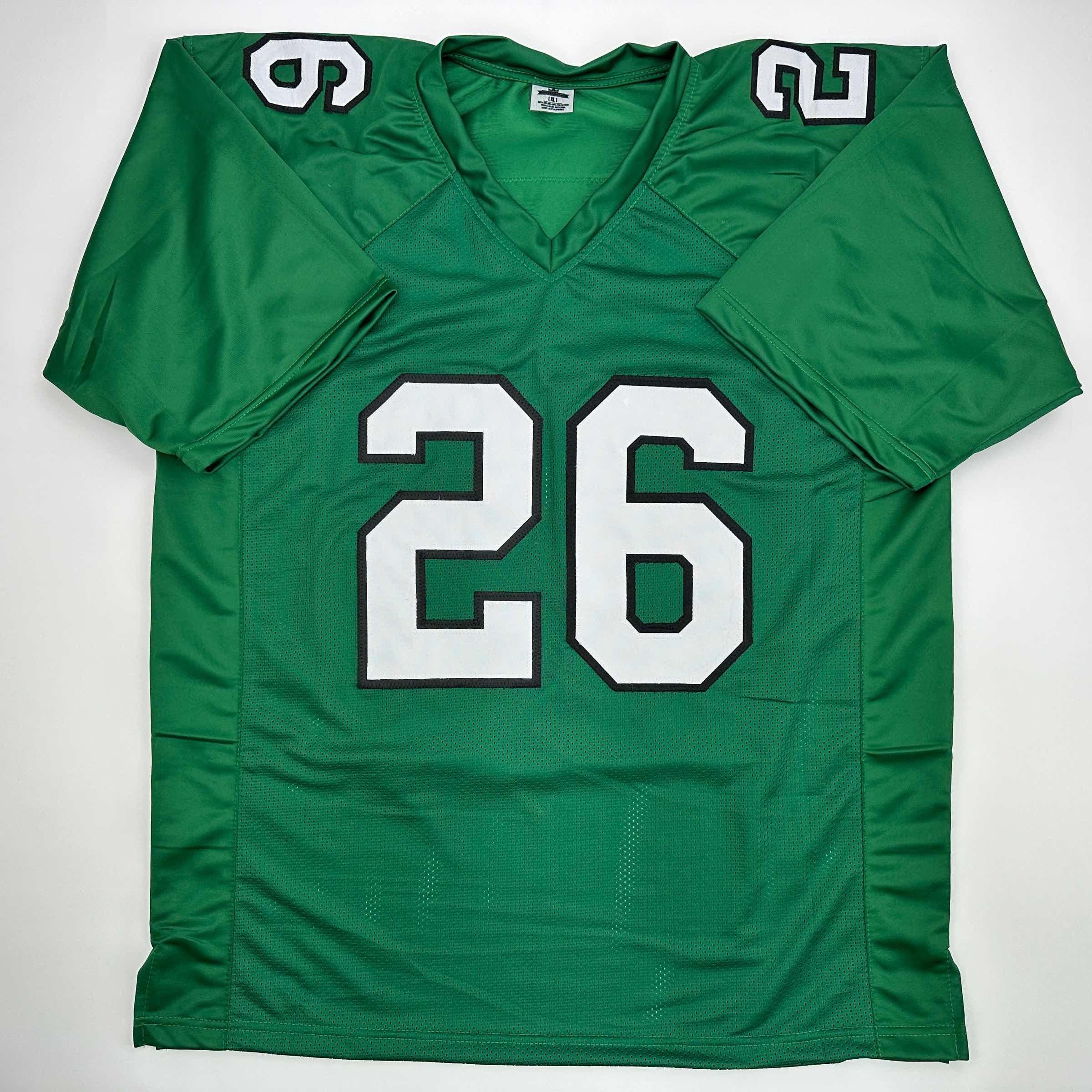 Autographed/Signed Saquon Barkley Philadelphia Kelly Green Football Jersey Beckett BAS COA