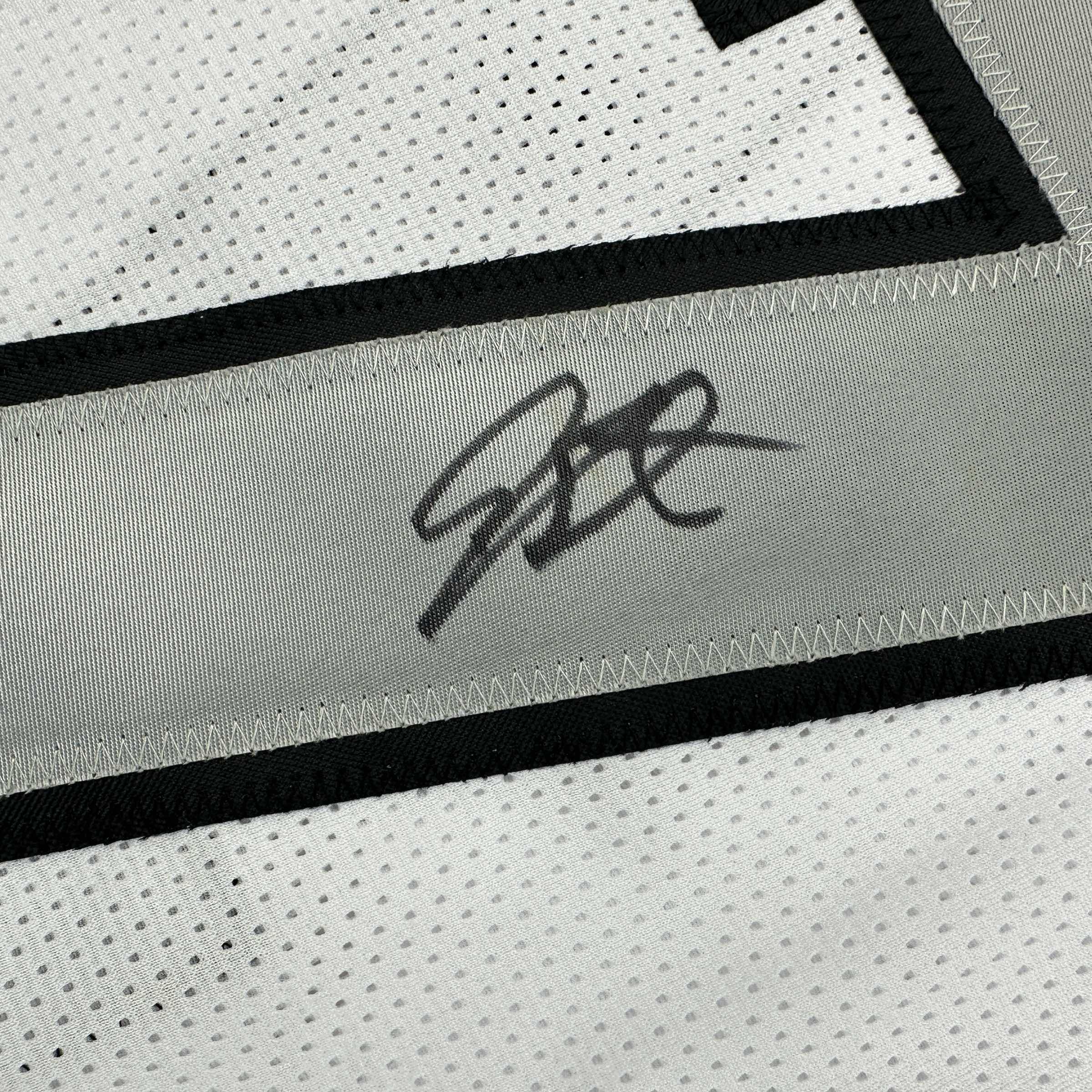 Autographed/Signed Geno Smith Oakland White Color Rush Football Jersey Beckett BAS COA