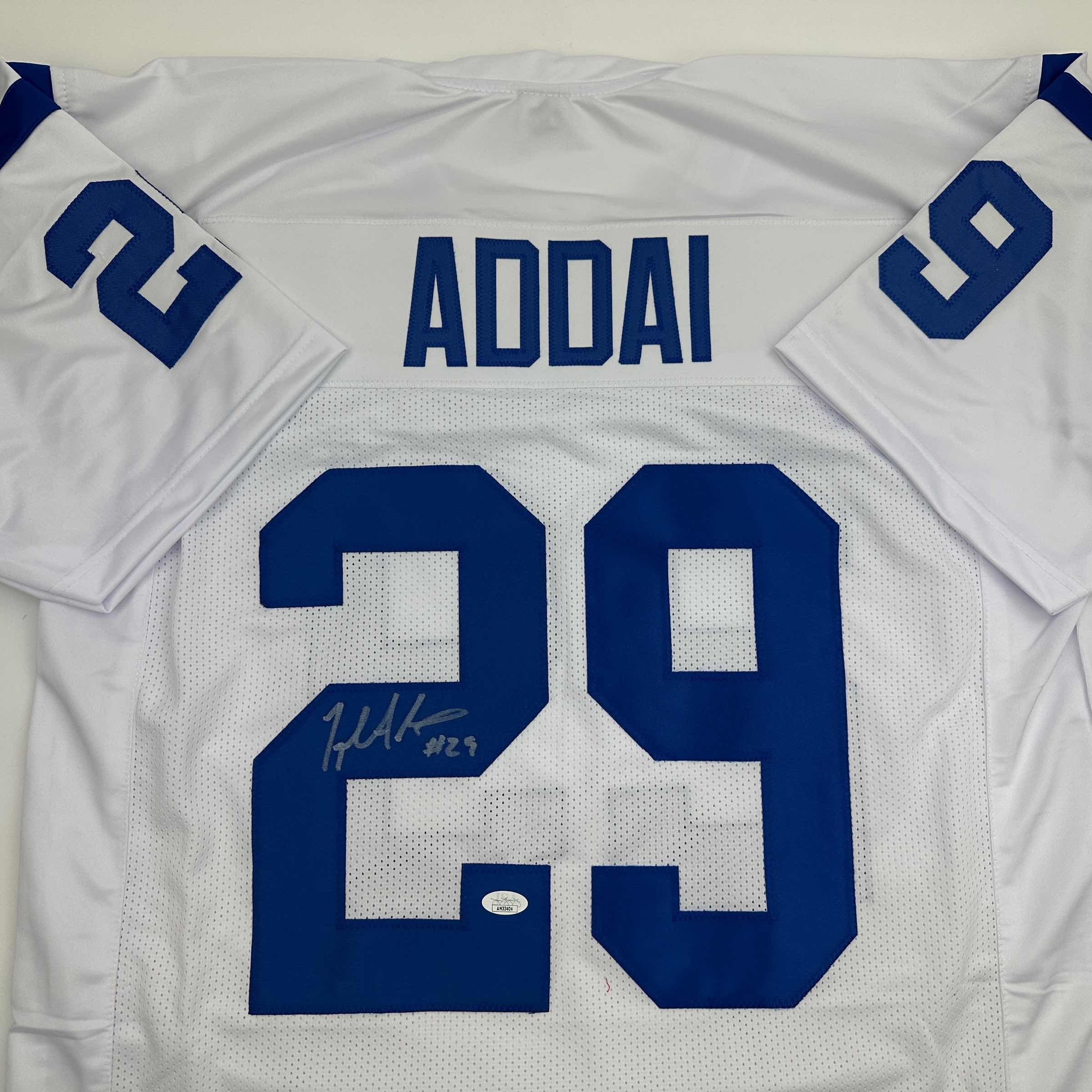 Autographed/Signed Joseph Addai Indianapolis White Football Jersey JSA COA