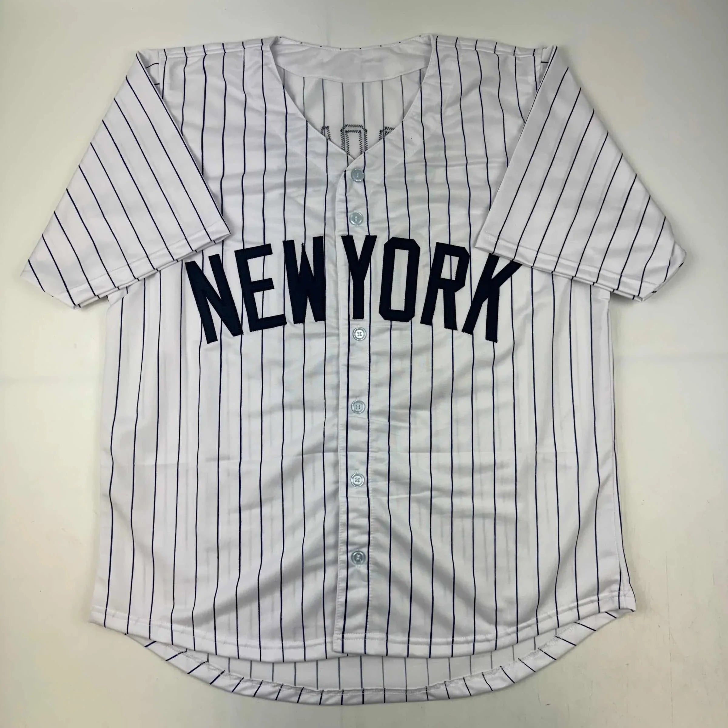 Autographed/Signed Aaron Boone New York Pinstripe Baseball Jersey Beckett BAS COA