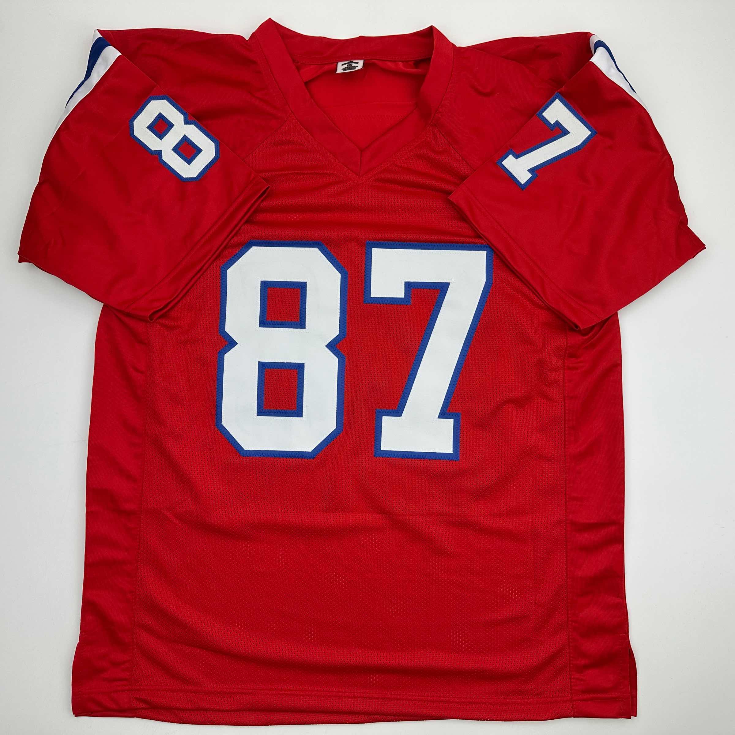 Autographed/Signed Ben Coats New England Red Football Jersey JSA COA