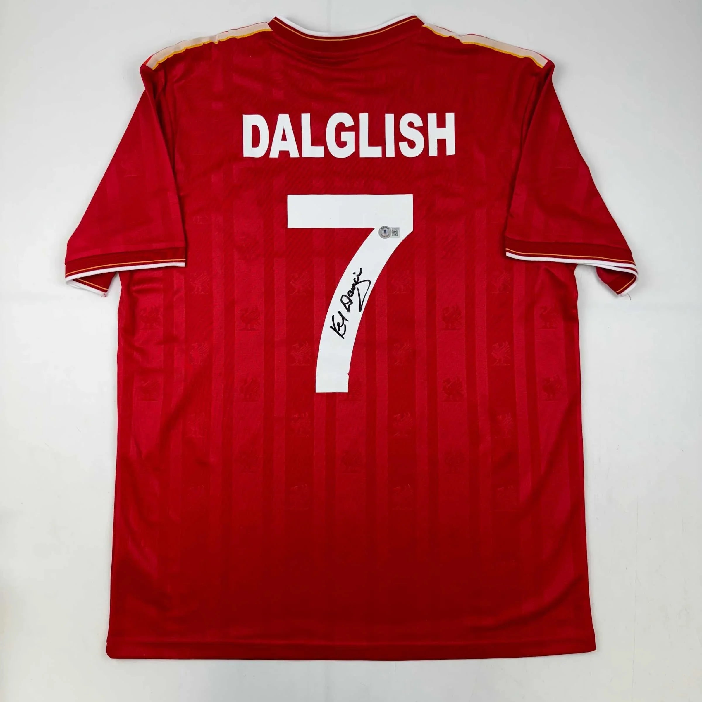 Autographed/Signed Kenny Dalglish Liverpool Red Crown Paints Soccer Jersey Beckett BAS COA