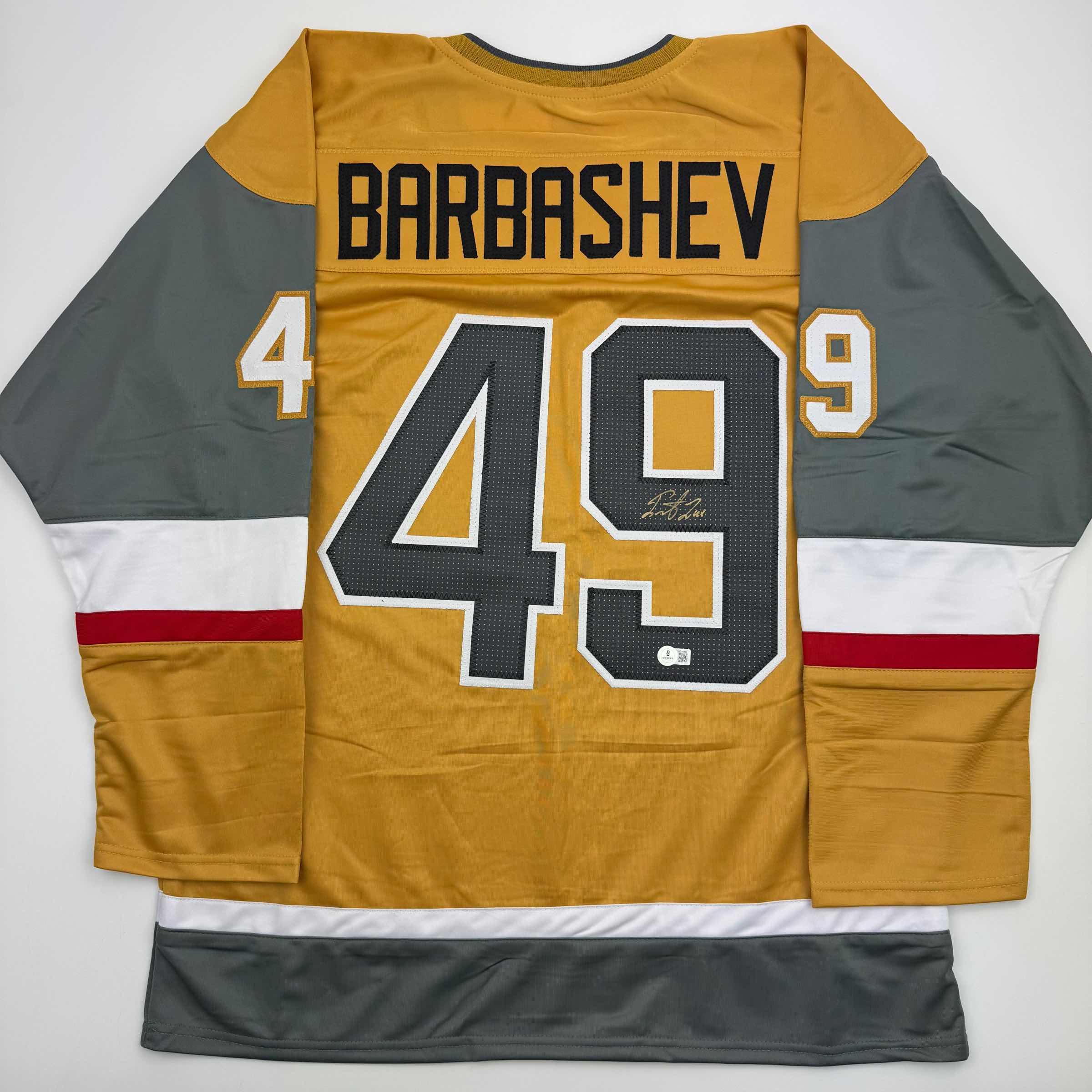 Autographed/Signed Ivan Barbashev Las Vegas Gold Hockey Jersey Beckett BAS COA