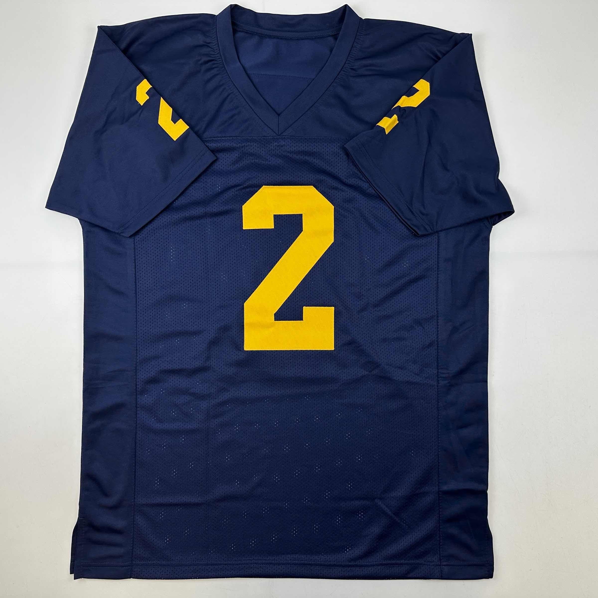 Autographed/Signed Blake Corum Michigan Blue College Football Jersey Beckett BAS COA