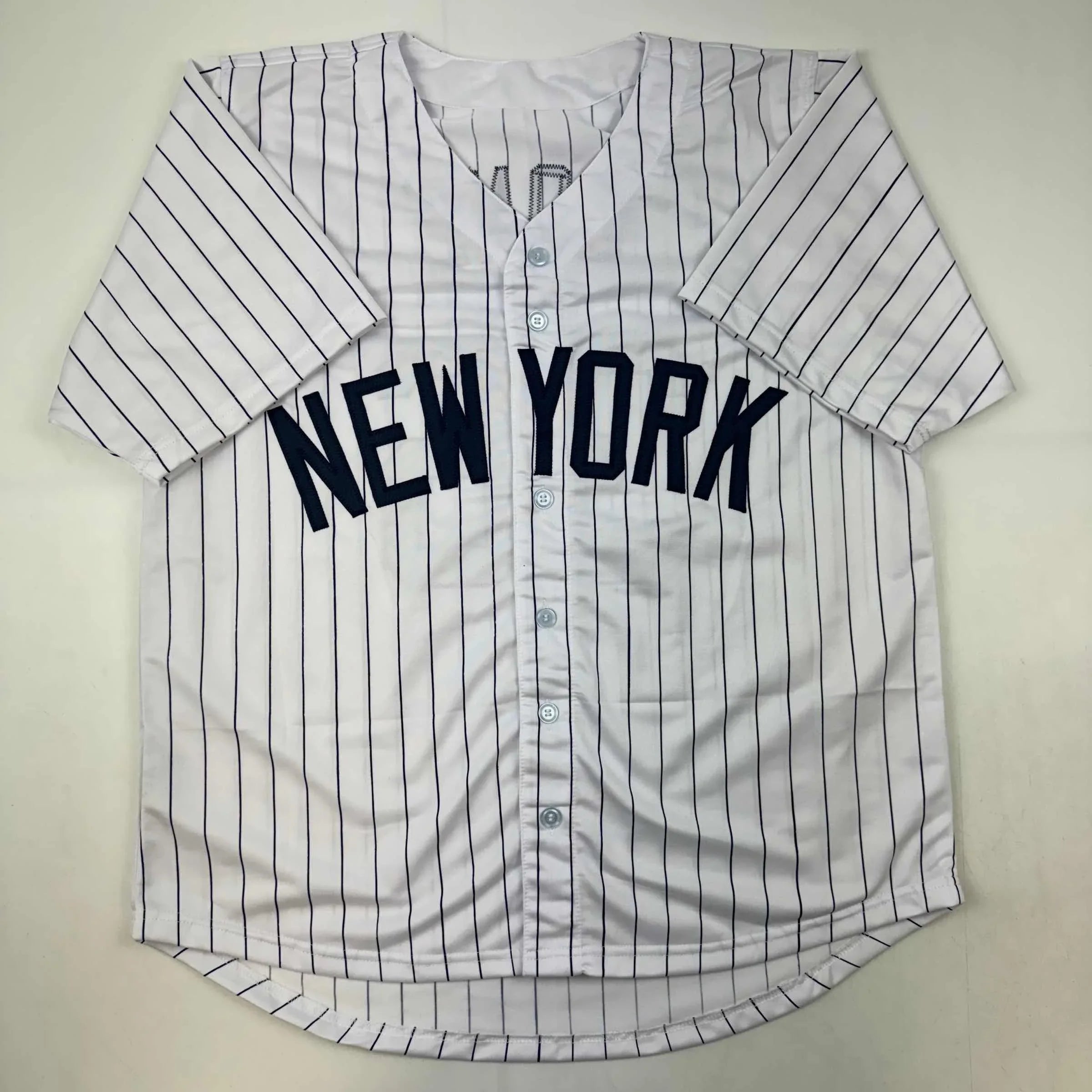 Autographed/Signed David Cone New York Pinstripe Baseball Jersey Beckett BAS COA