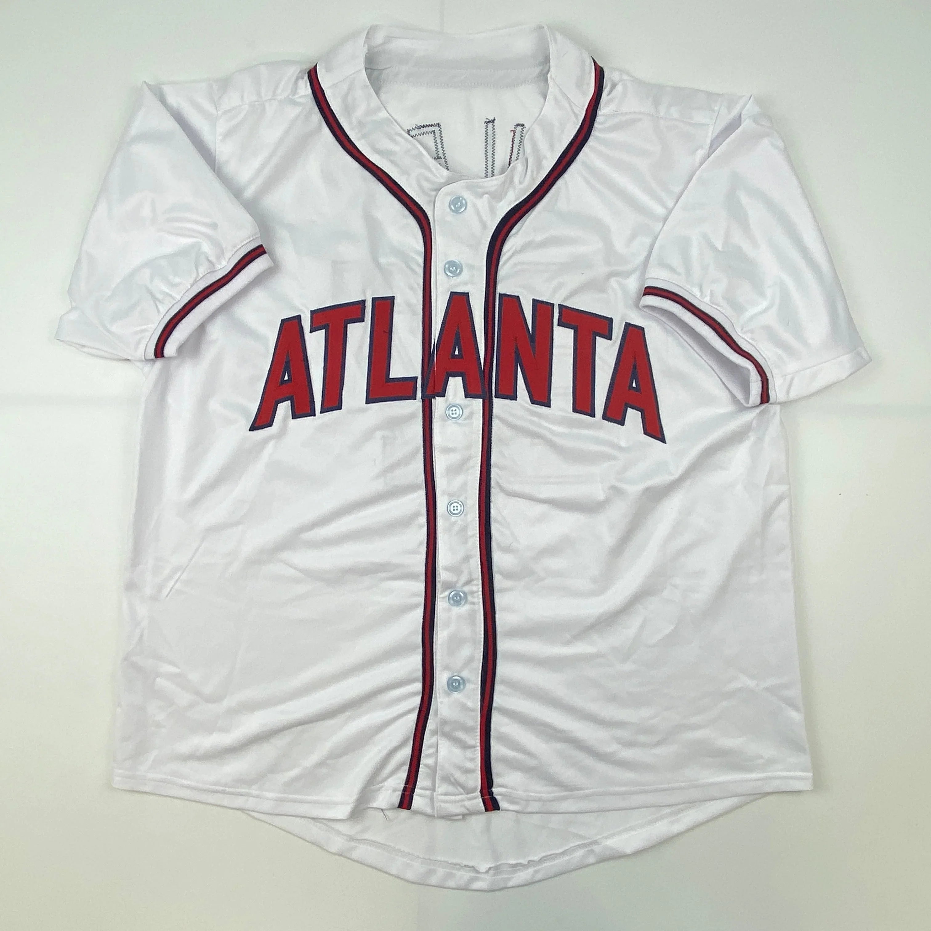 Autographed/Signed Austin Riley Atlanta White Baseball Jersey Beckett BAS COA