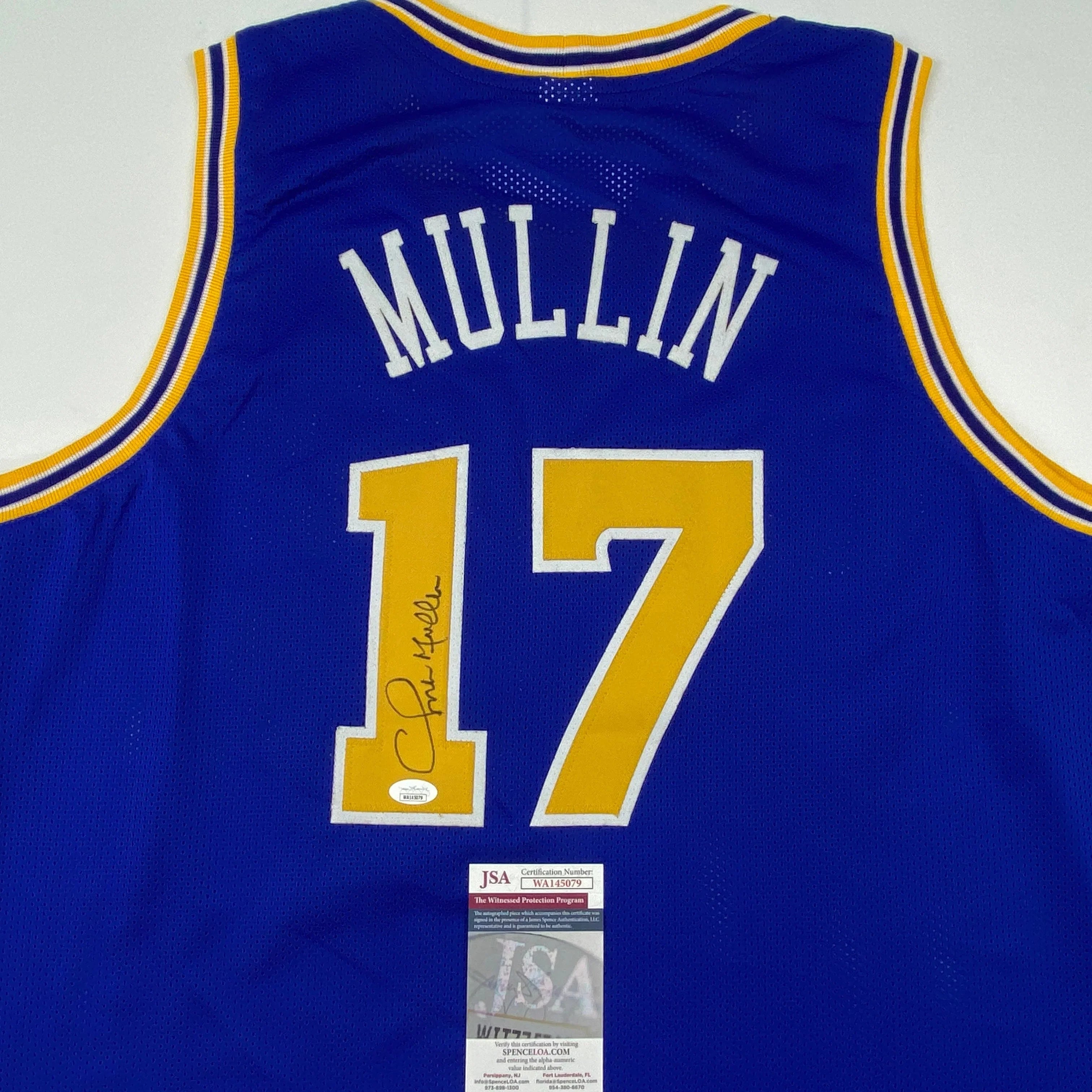 Autographed/Signed Chris Mullin Golden State Blue Basketball Jersey JSA COA