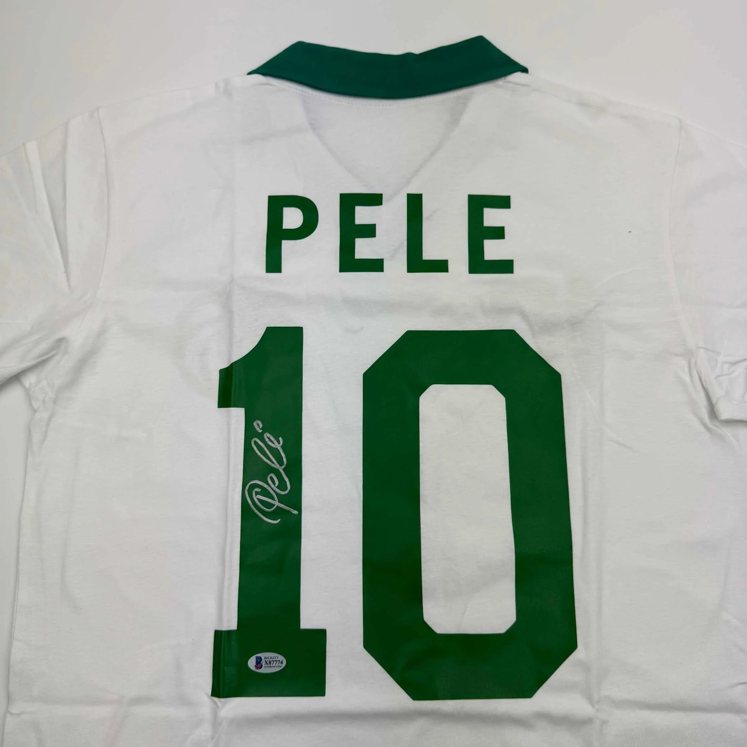 Autographed/Signed Pele New York Cosmos White Soccer Futbol Jersey Beckett BAS COA