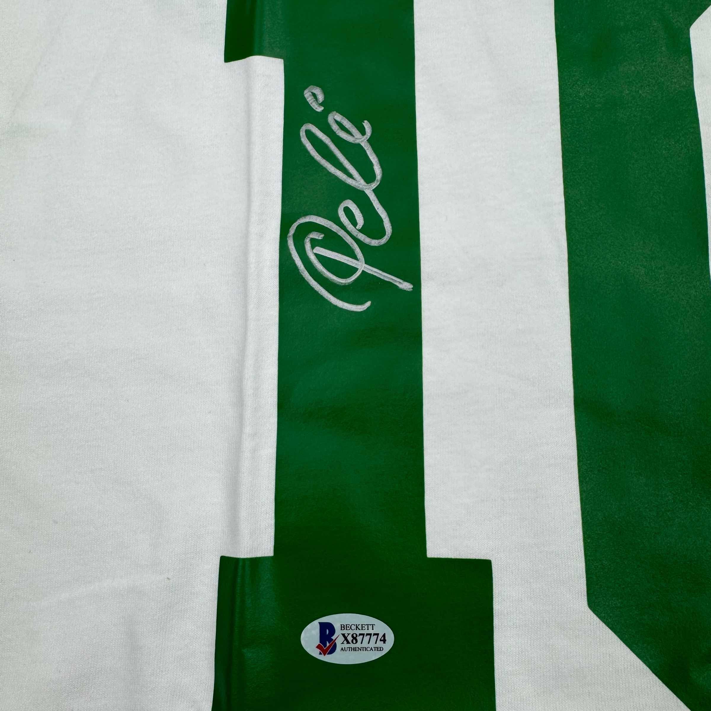 Autographed/Signed Pele New York Cosmos White Soccer Futbol Jersey Beckett BAS COA