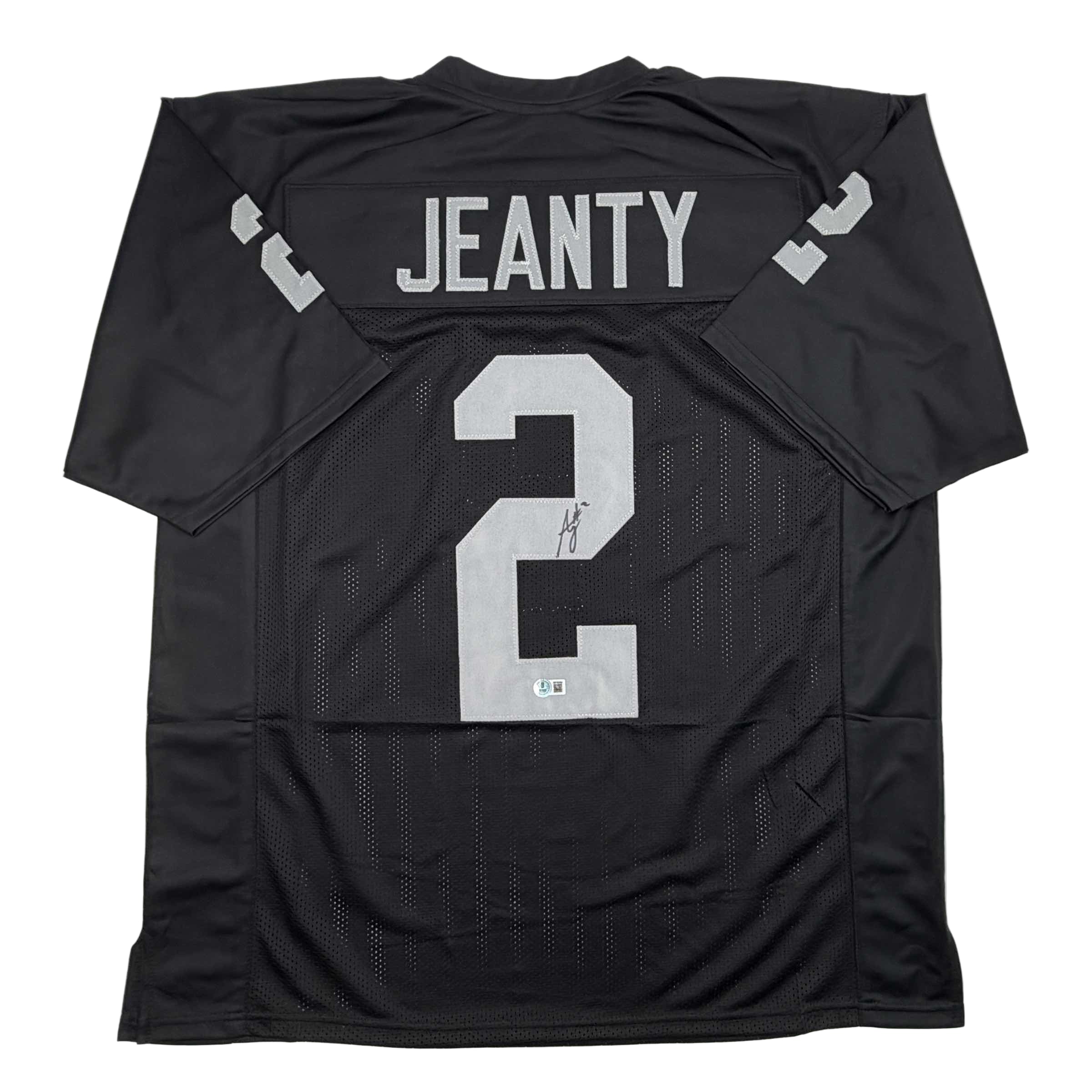 Autographed/Signed Ashton Jeanty Oakland Black Football Jersey Beckett BAS COA