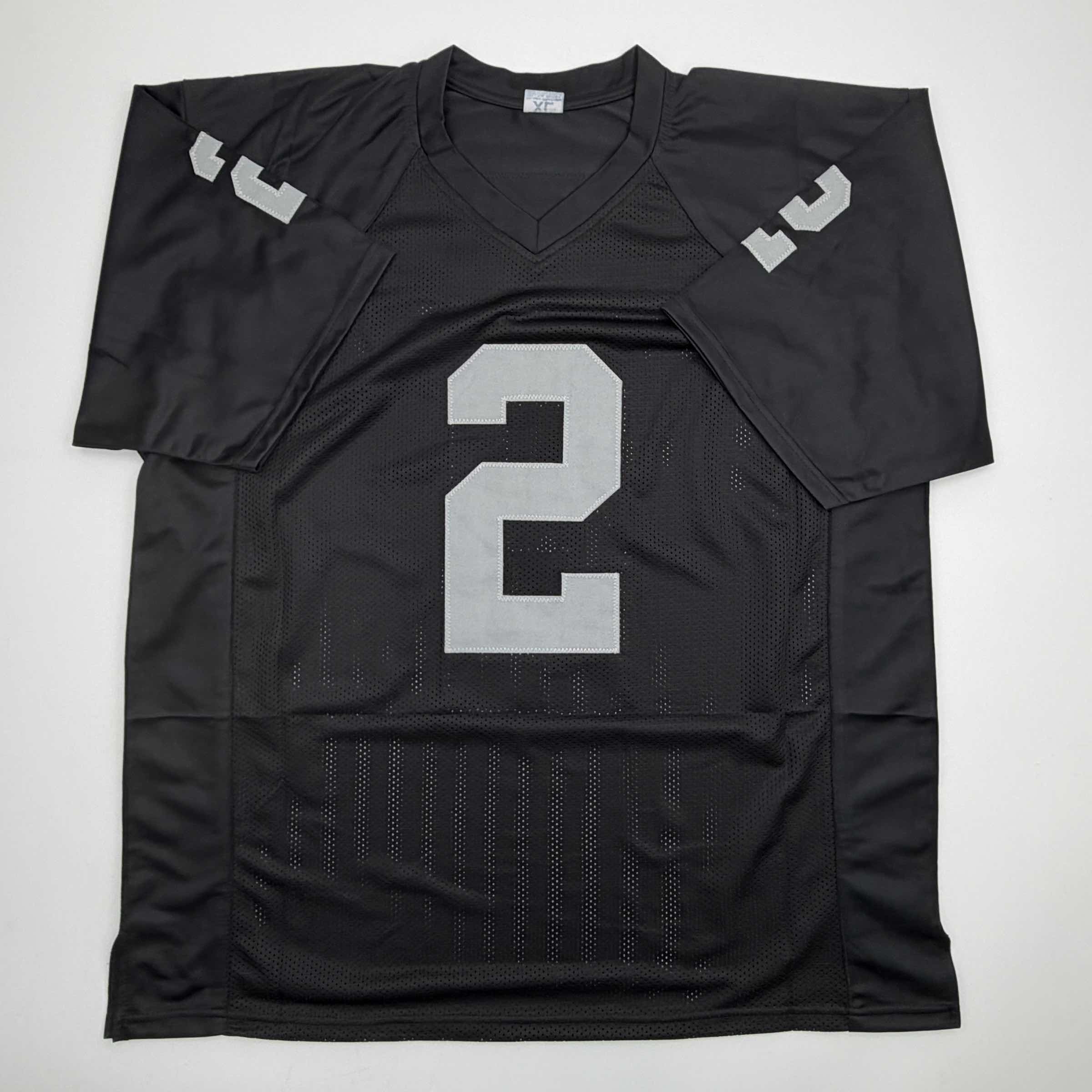 Autographed/Signed Ashton Jeanty Oakland Black Football Jersey Beckett BAS COA