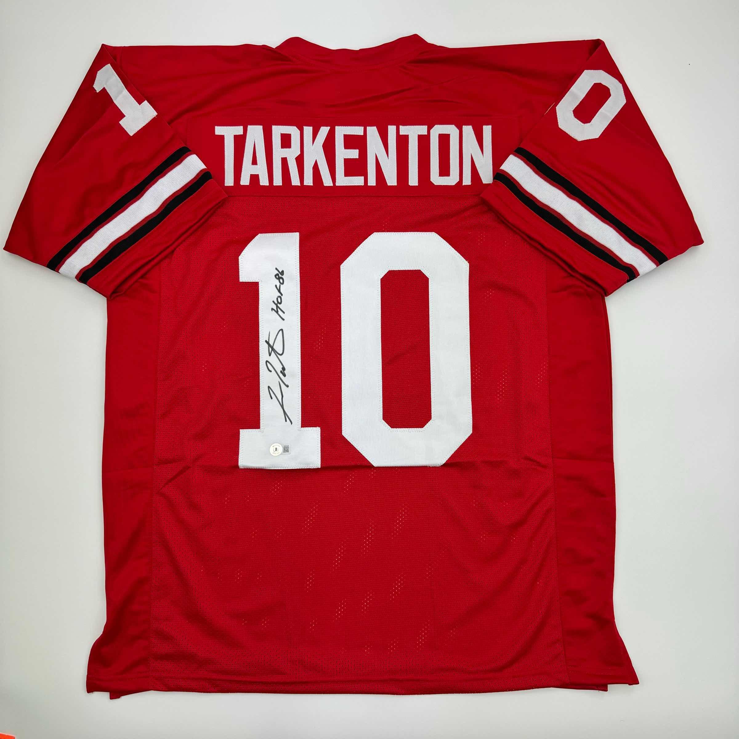 Autographed/Signed Fran Tarkenton Georgia Red College Football Jersey Beckett BAS COA