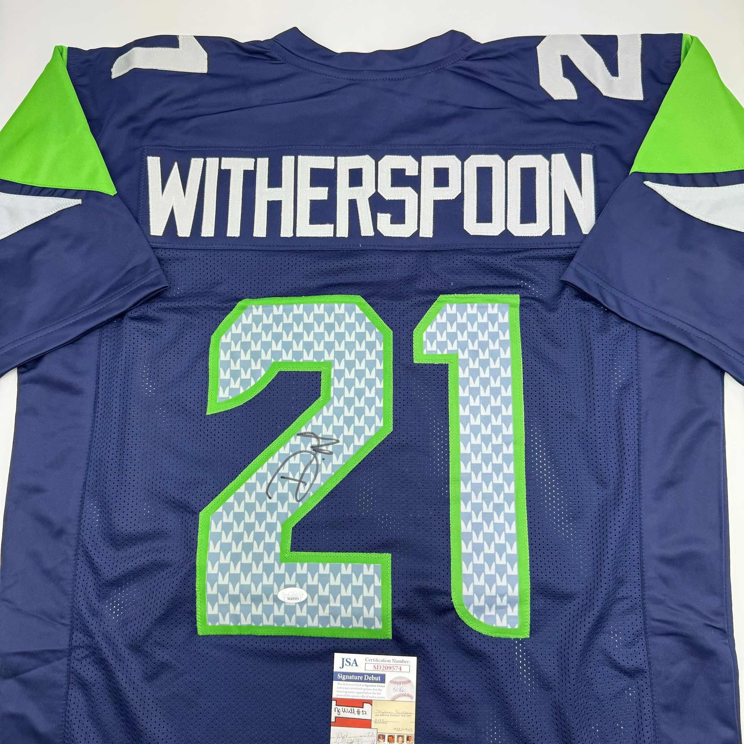 Autographed/Signed Devon Witherspoon Seattle Blue Football Jersey JSA COA