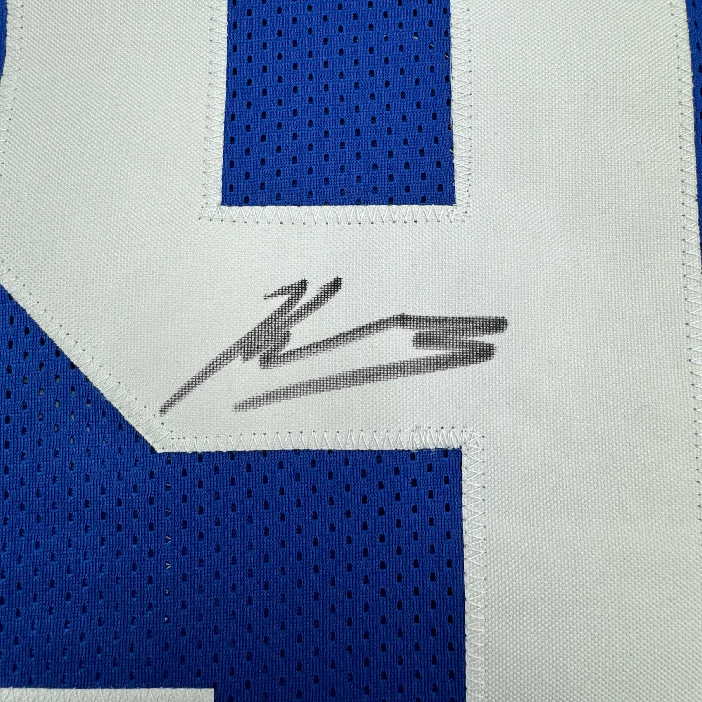 Autographed/Signed Kenneth Walker Seattle Retro Blue Football Jersey Beckett BAS COA