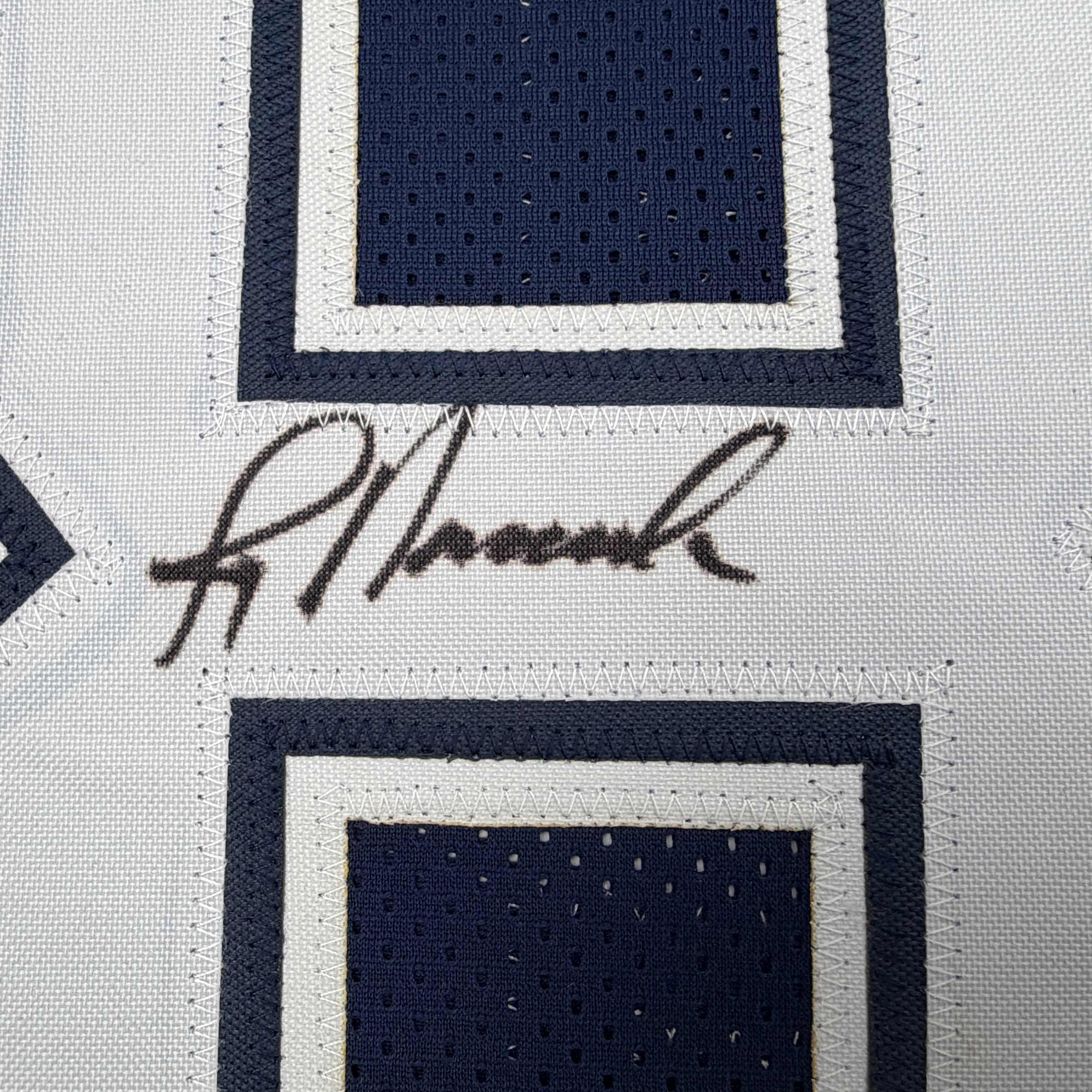 Autographed/Signed Jay Novacek Dallas Dark Blue Football Jersey Beckett BAS COA