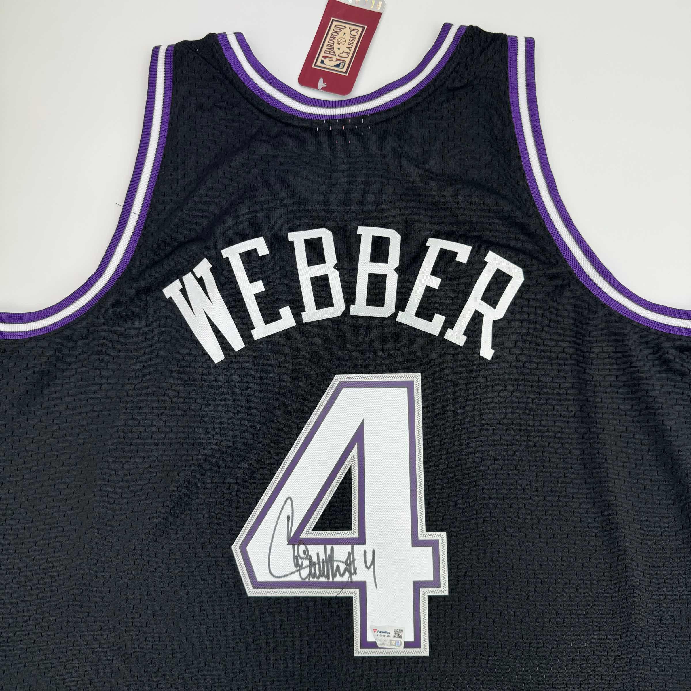 Autographed/Signed Chris Webber Sacramento Black Basketball Mitchell & Ness Jersey Fanatics COA