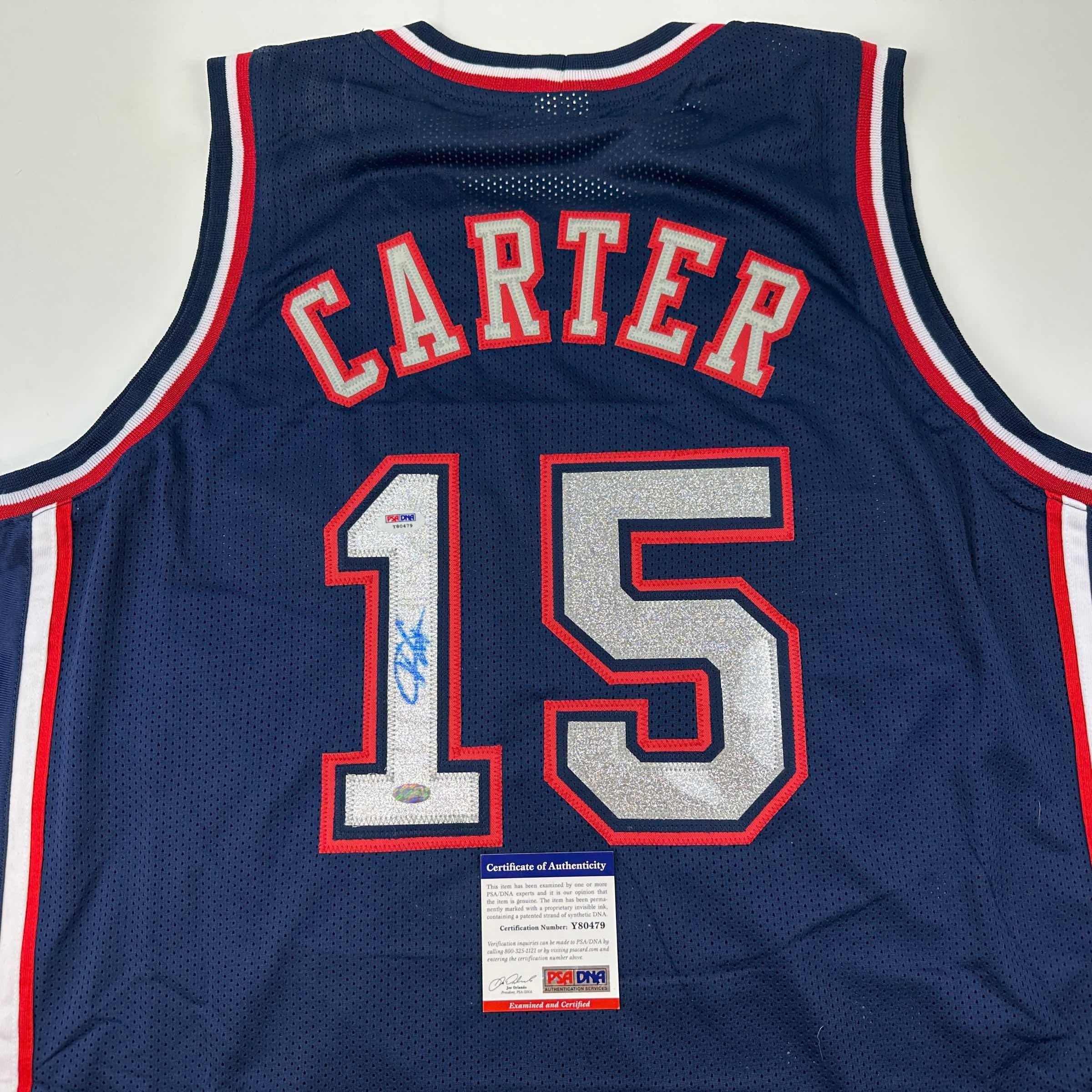 Autographed/Signed Vince Carter New Jersey NJ Navy Blue Basketball Jersey PSA/DNA COA