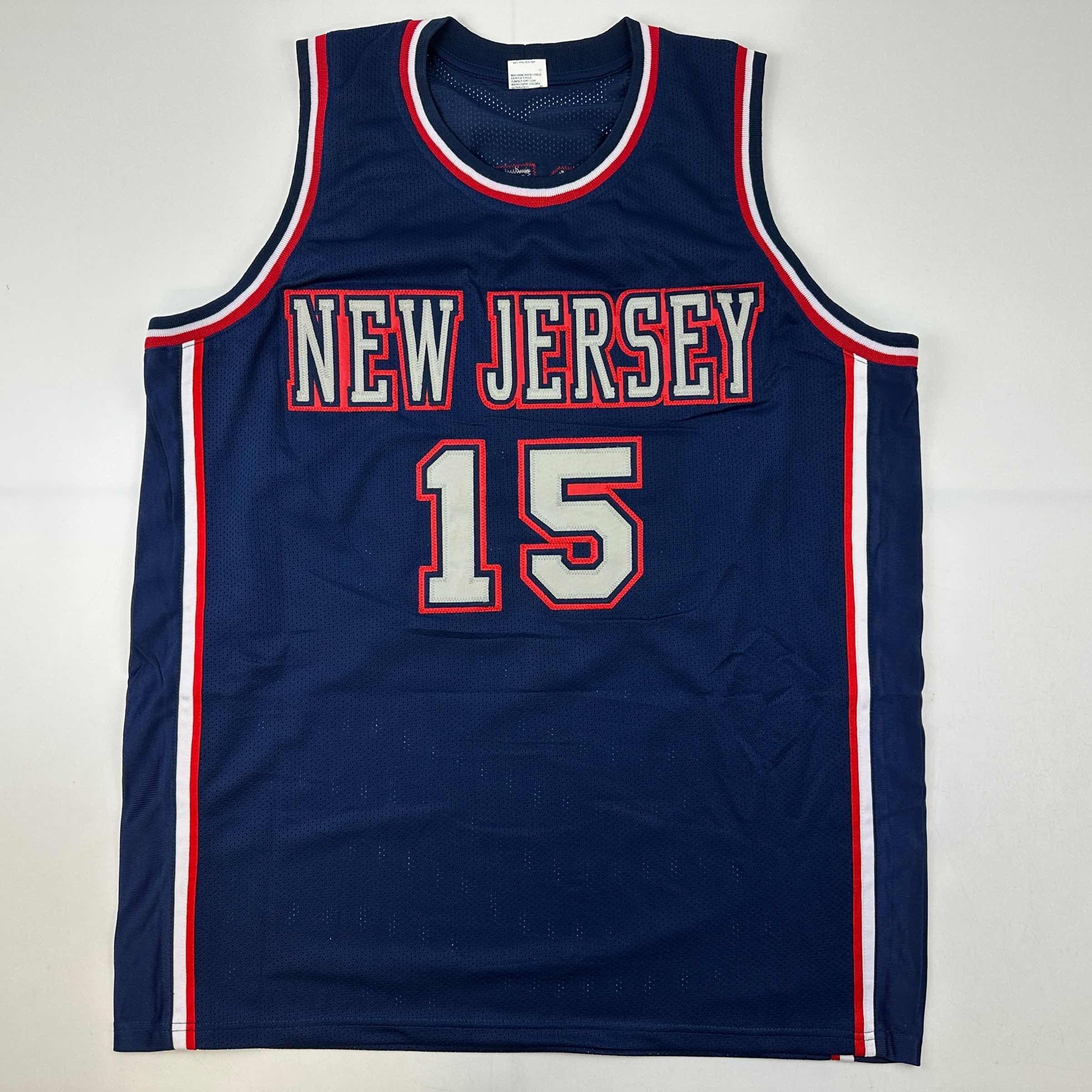 Autographed/Signed Vince Carter New Jersey NJ Navy Blue Basketball Jersey PSA/DNA COA