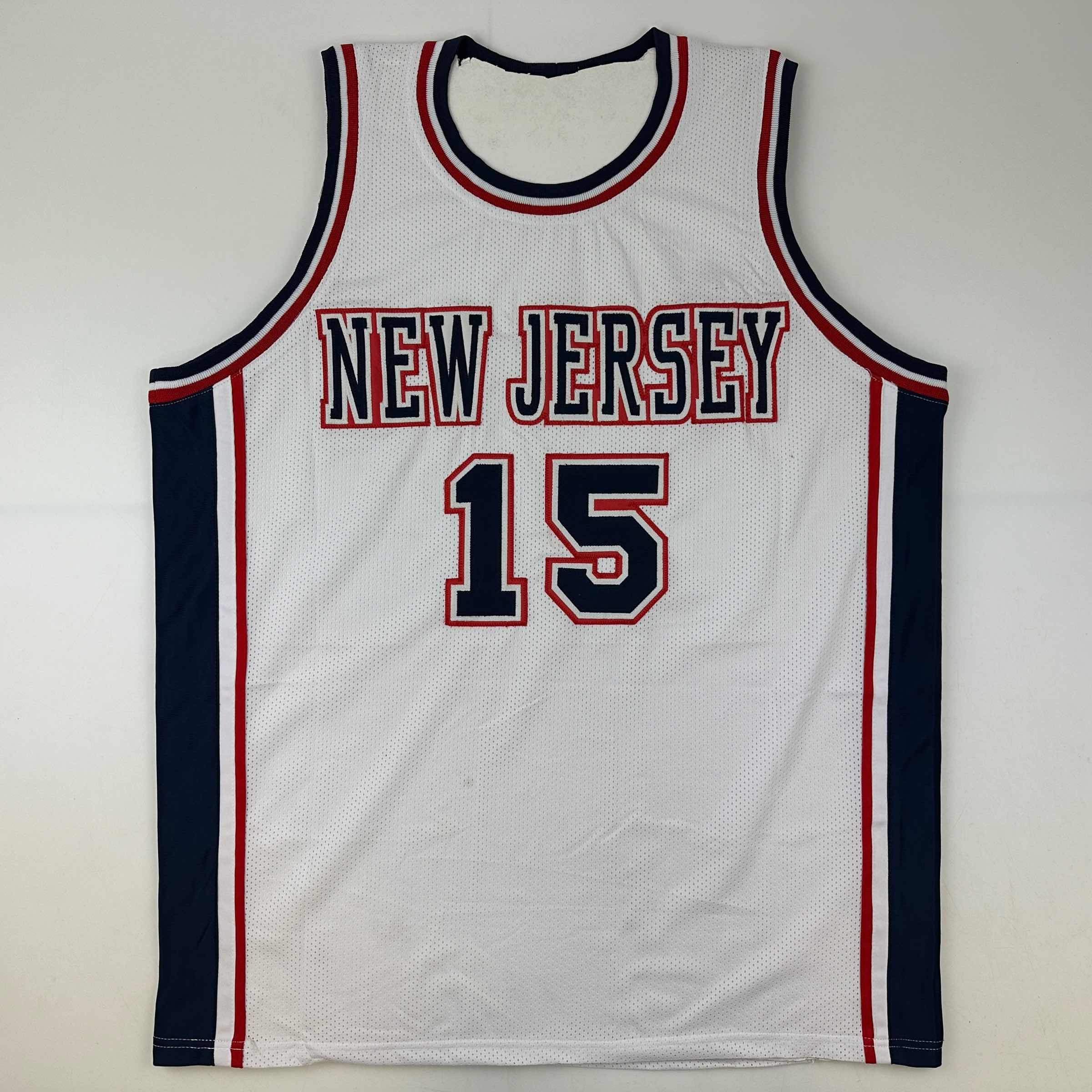 Autographed/Signed Vince Carter New Jersey NJ White Basketball Jersey PSA/DNA COA