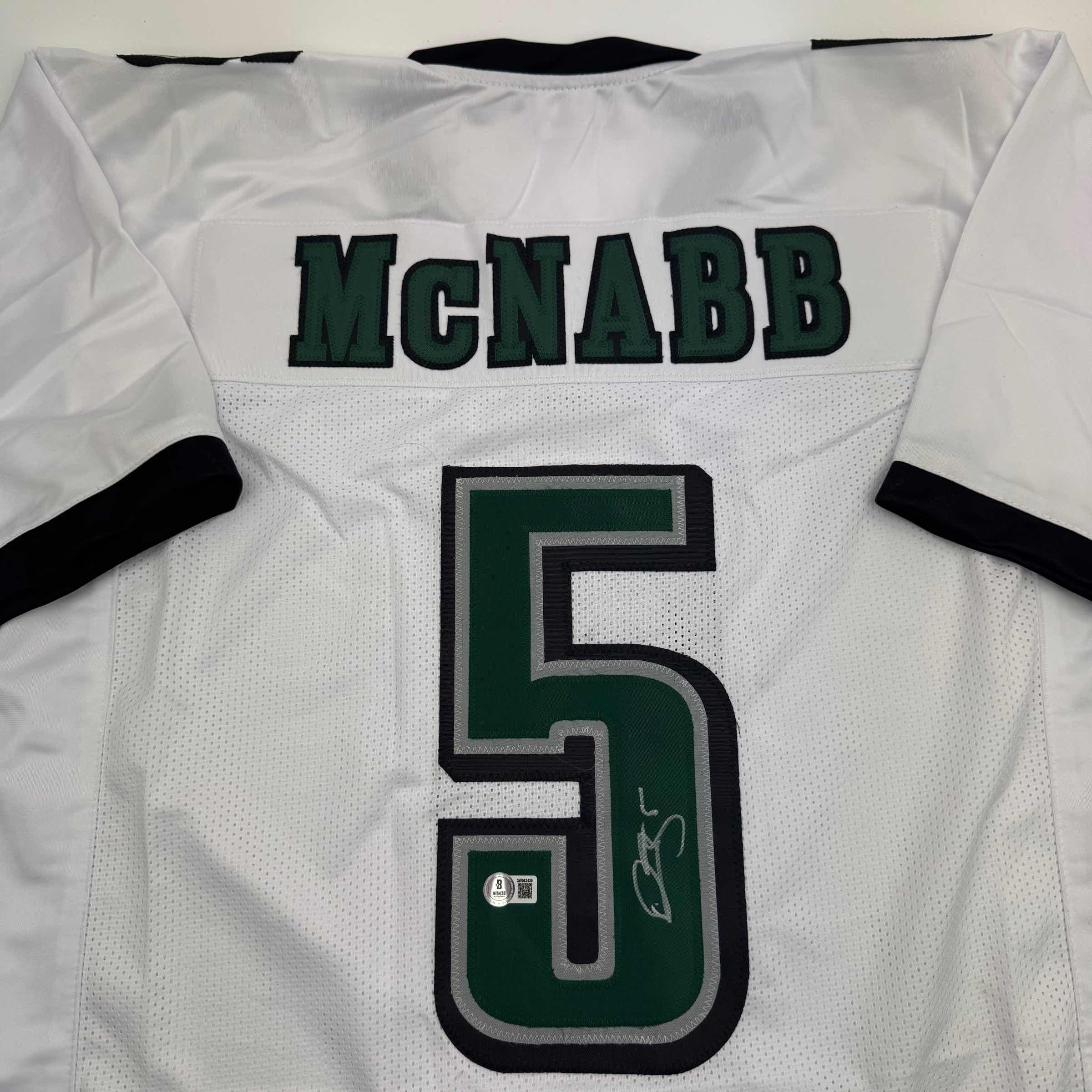 Autographed/Signed Donovan McNabb Philadelphia White Football Jersey JSA COA