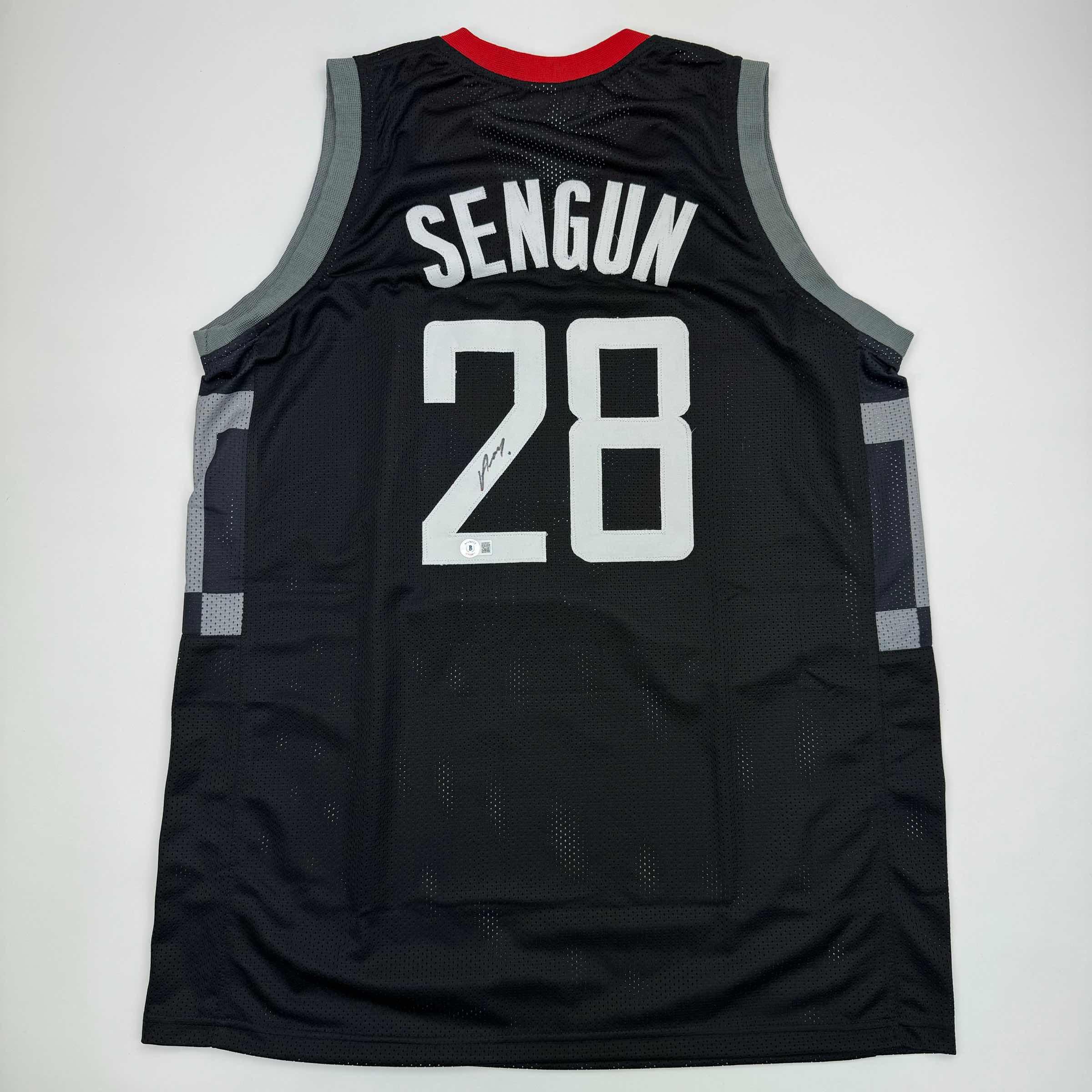 Autographed/Signed Alperen Sengun Houston Black Basketball Jersey Beckett BAS COA