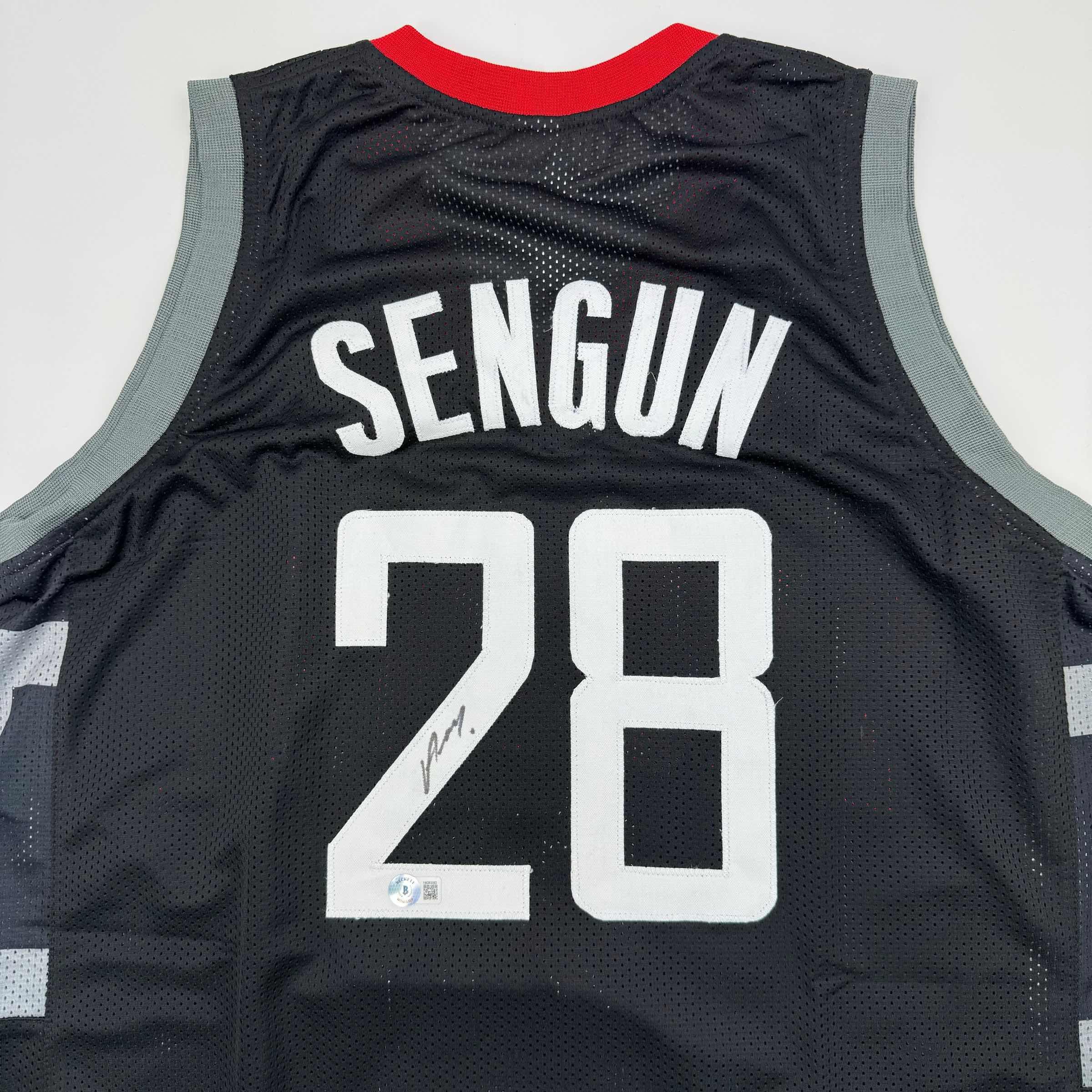 Autographed/Signed Alperen Sengun Houston Black Basketball Jersey Beckett BAS COA