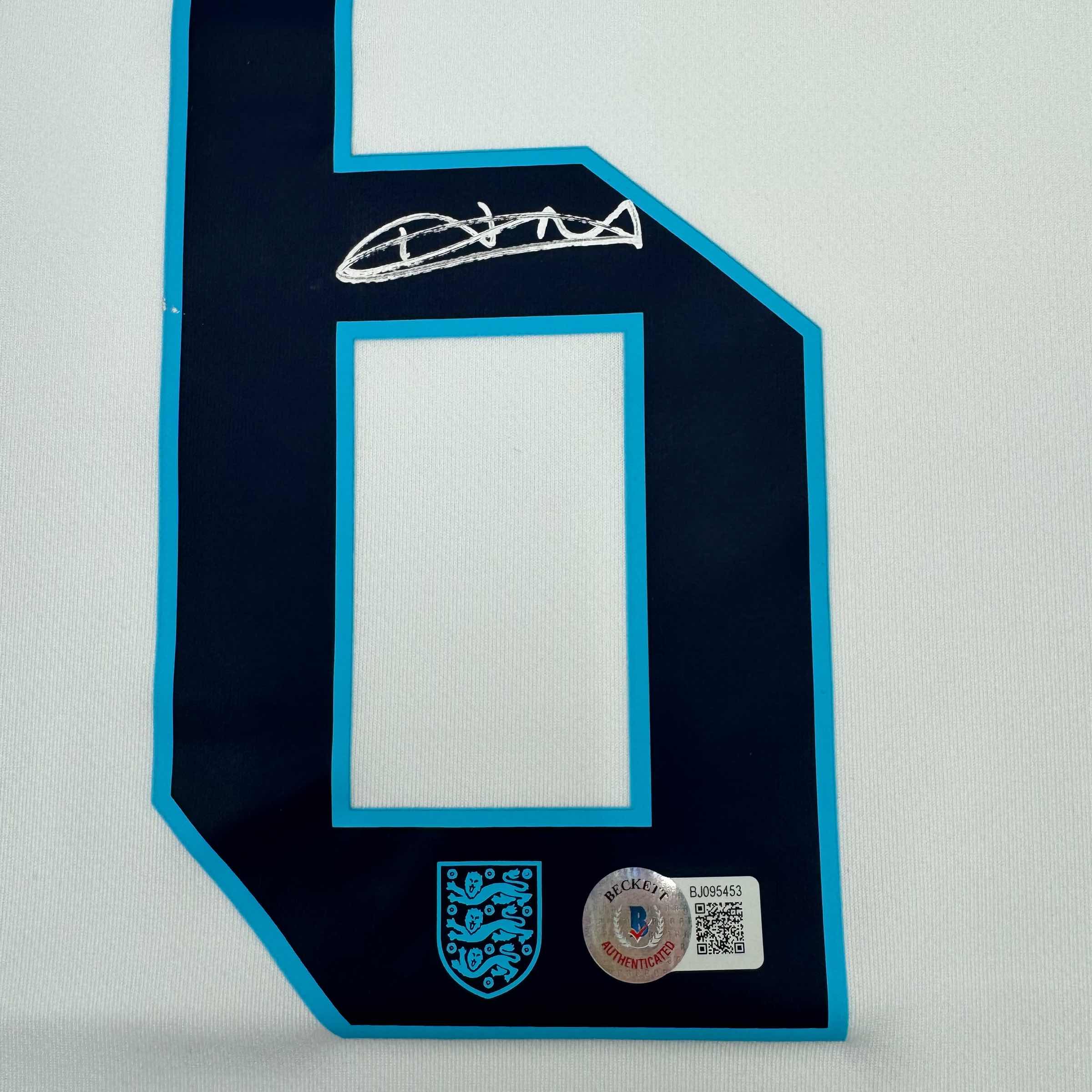 Autographed/Signed Harry Maguire England White Soccer Jersey Beckett BAS COA