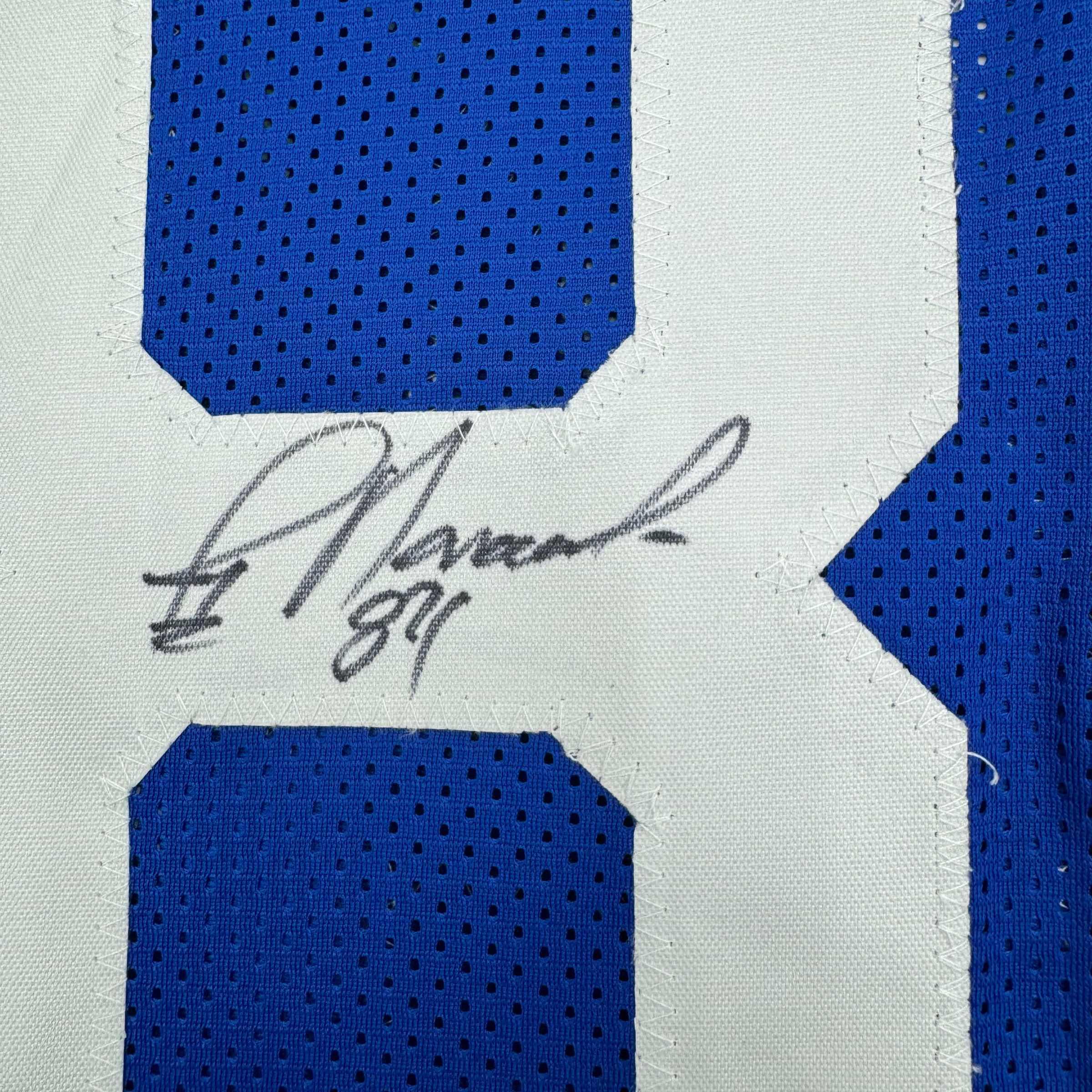 Autographed/Signed Jay Novacek Dallas Blue Football Jersey JSA COA