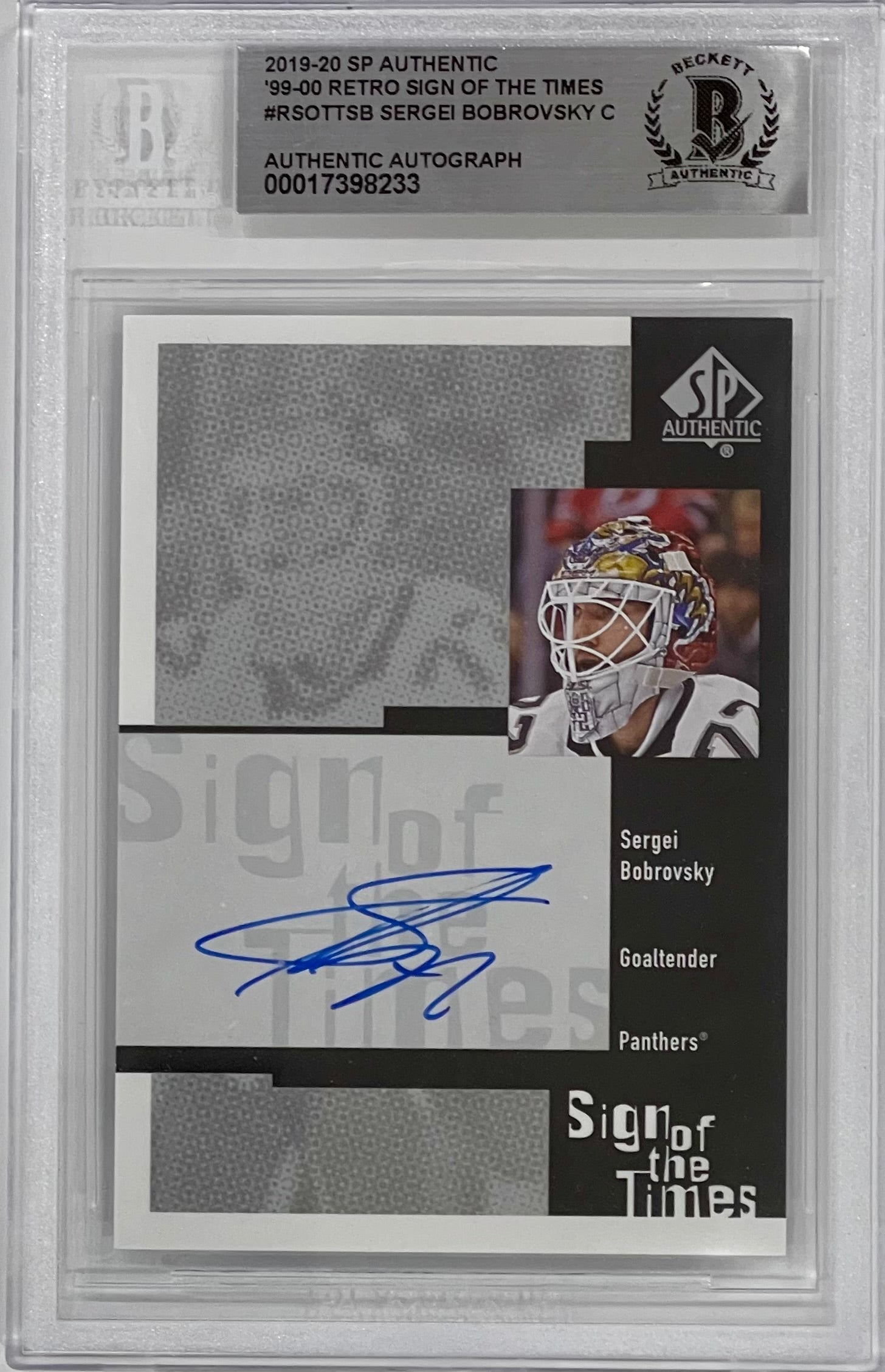 Sergei Bobrovsky Autographed 2019-20 Upper Deck SP Retro Sign of the Times Card - Beckett