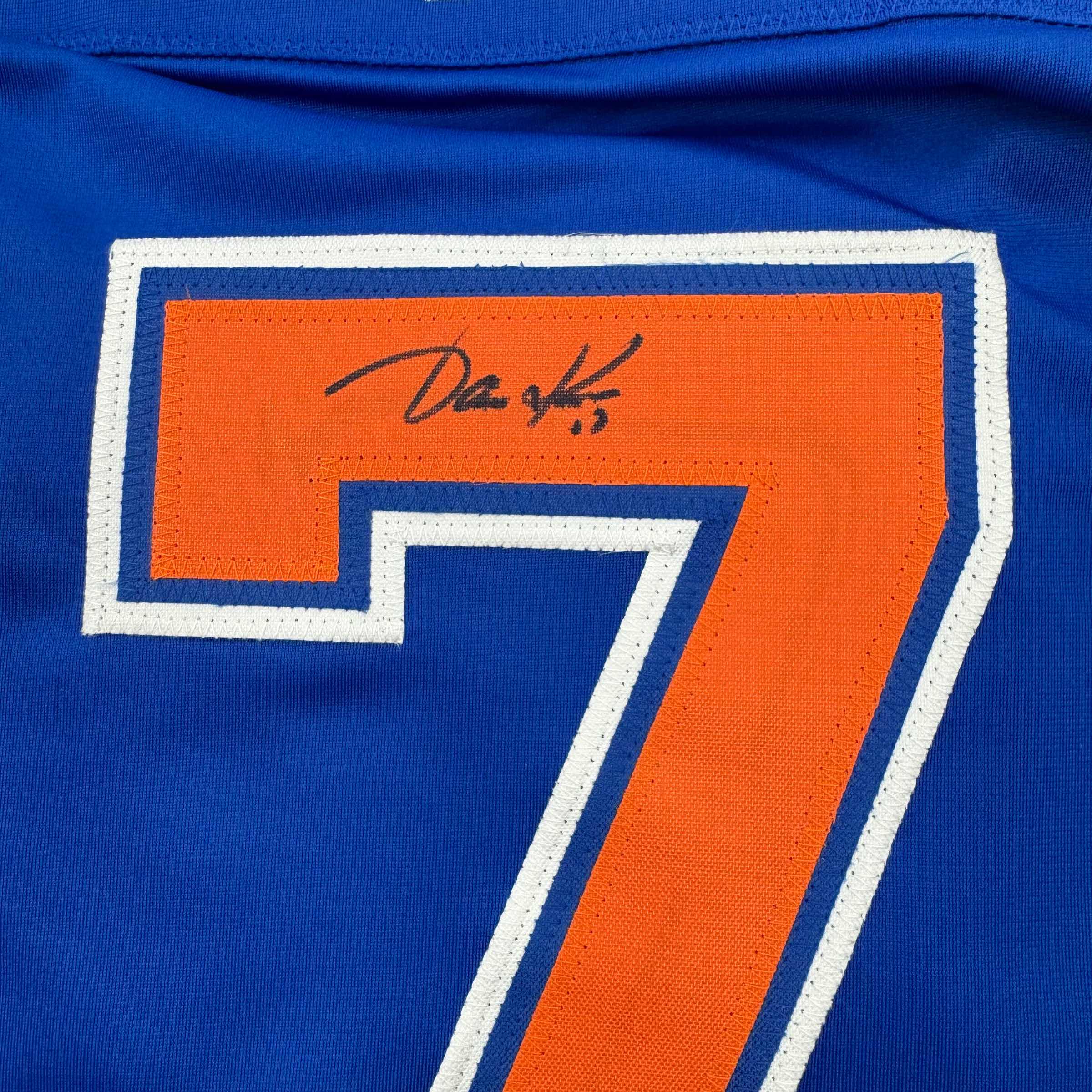 Autographed/Signed Jari Kurri Edmonton Blue Hockey Jersey JSA COA