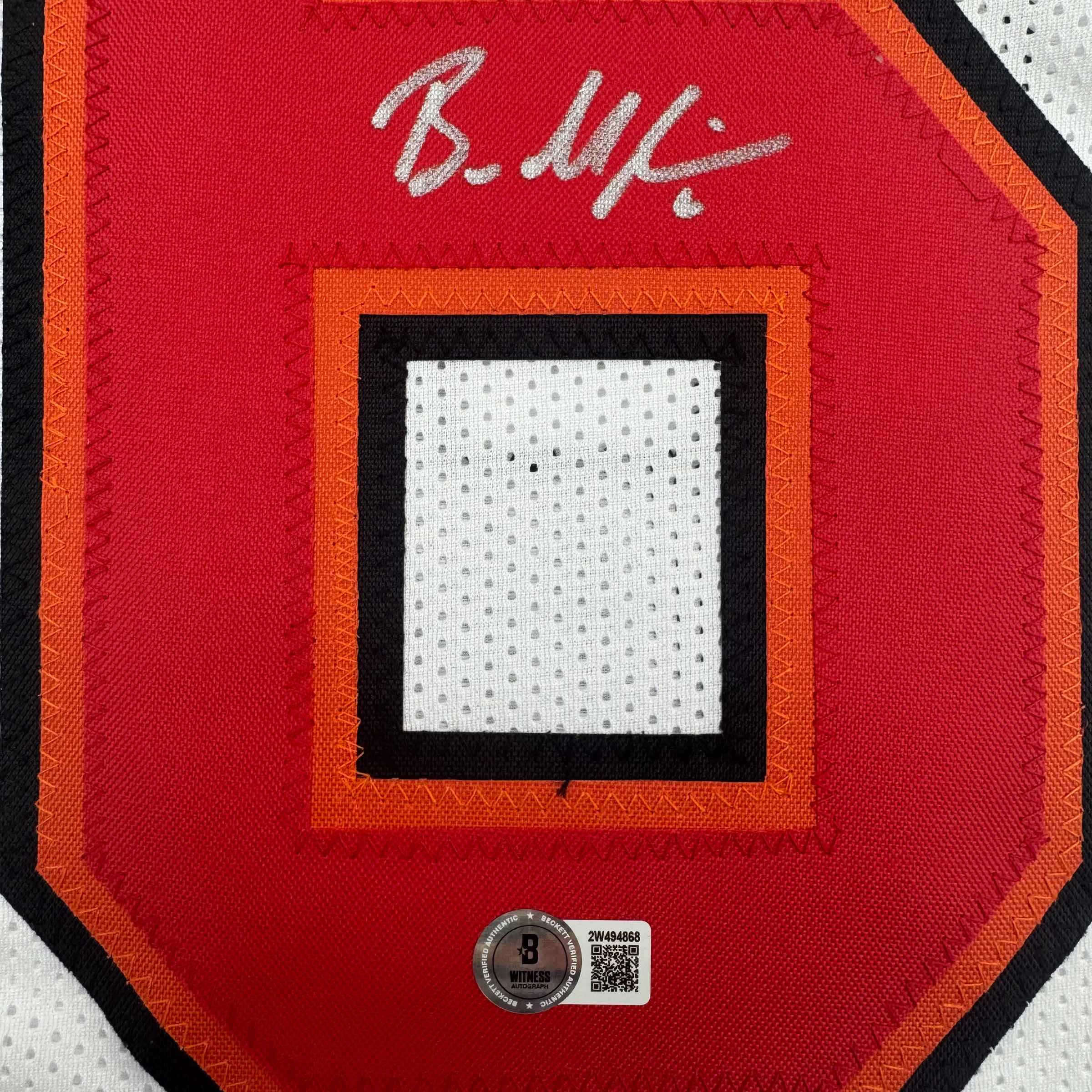 Autographed/Signed Baker Mayfield Tampa Bay White Football Jersey Beckett BAS COA