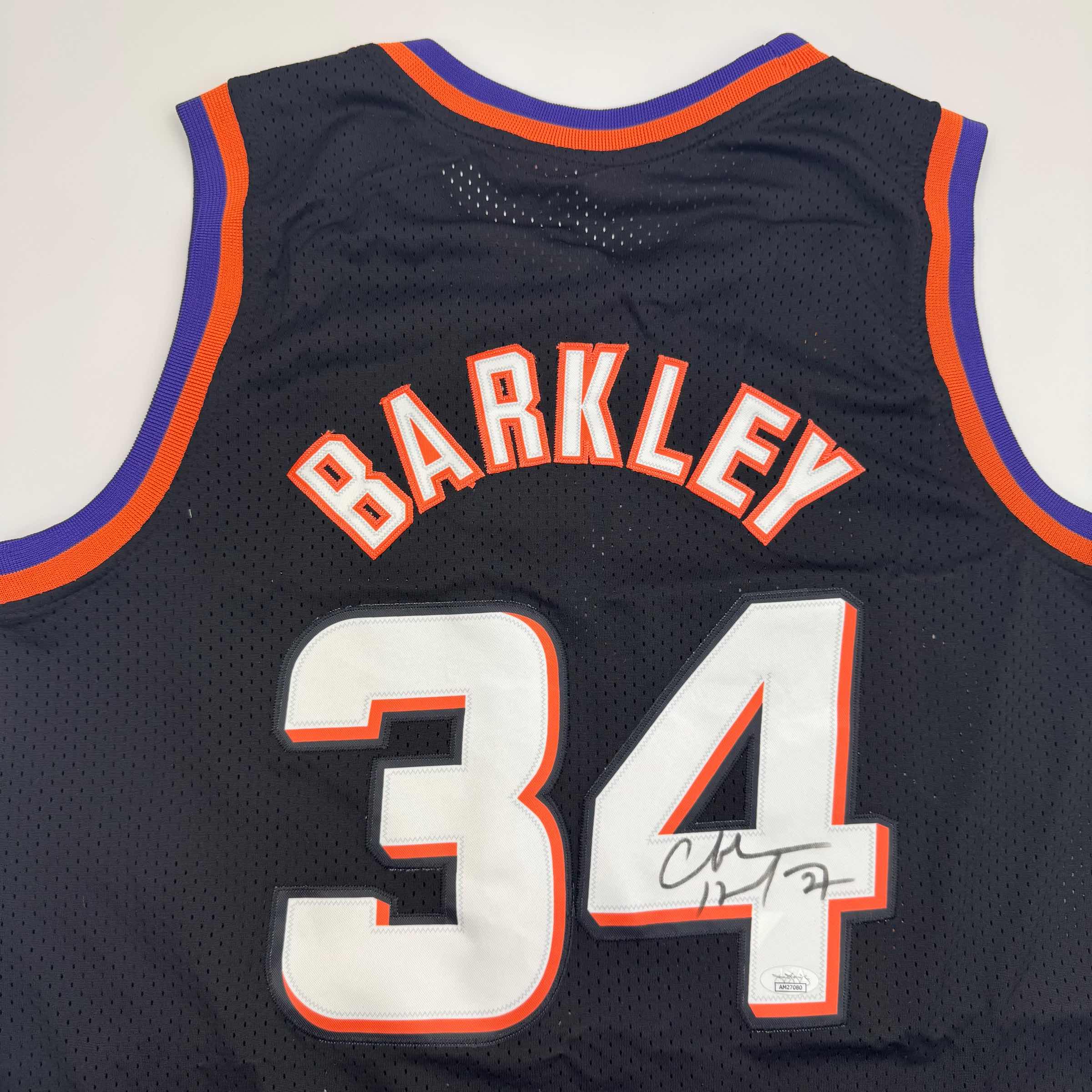 Autographed/Signed Charles Barkley Phoenix Black Basketball Jersey JSA COA