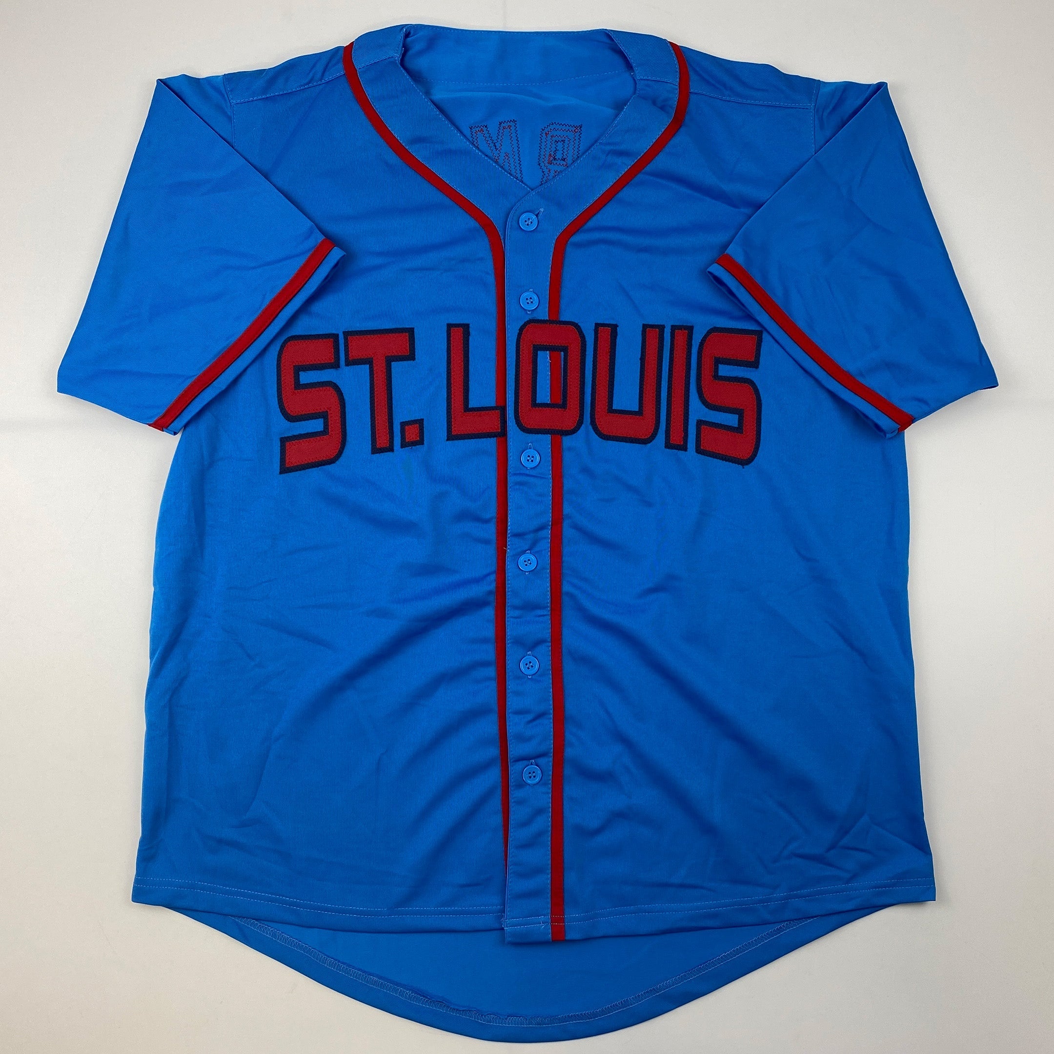 Autographed/Signed Nolan Gorman St. Louis Blue Baseball Jersey JSA COA