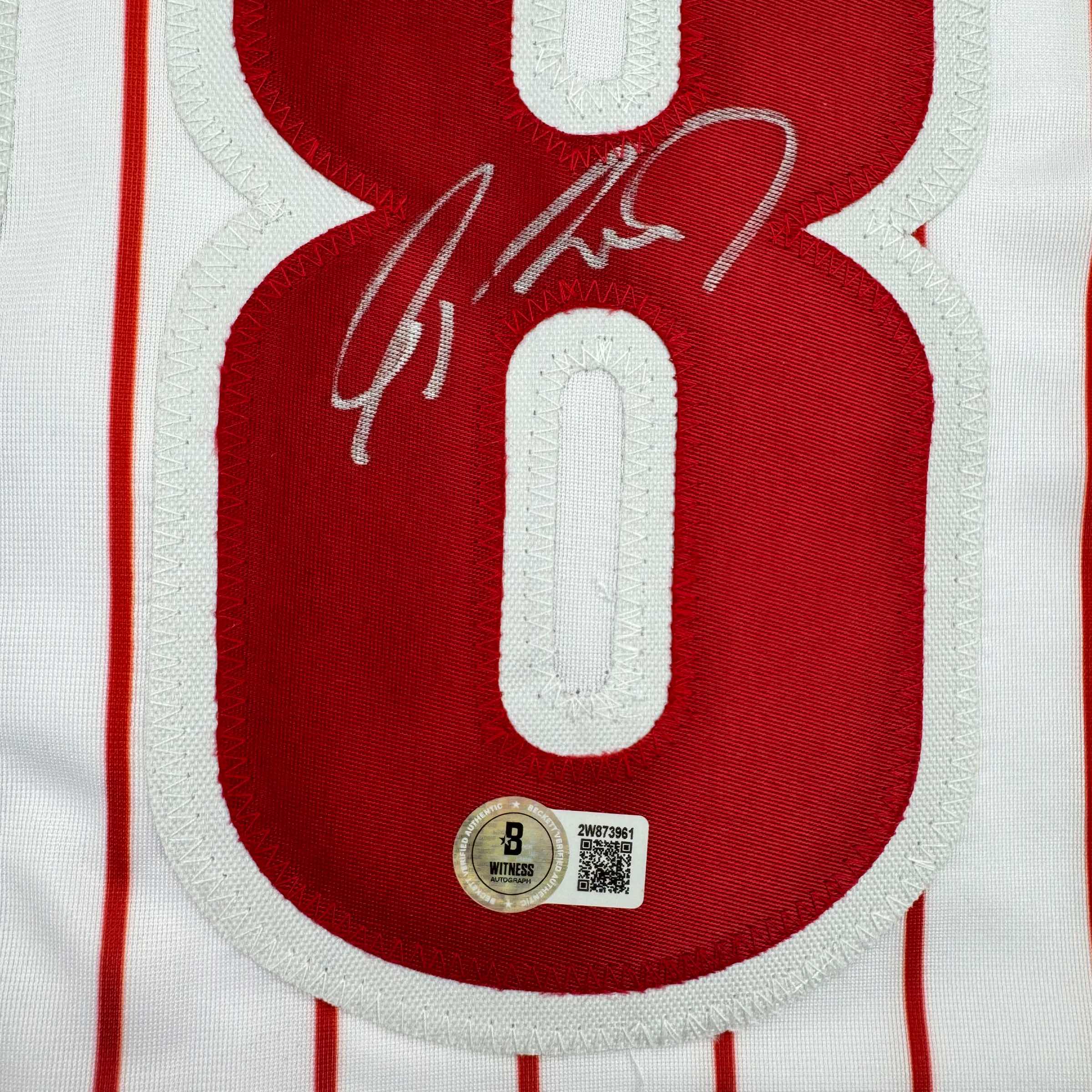 Autographed/Signed Jayson Werth Philadelphia Pinstripe Baseball Jersey Beckett BAS COA