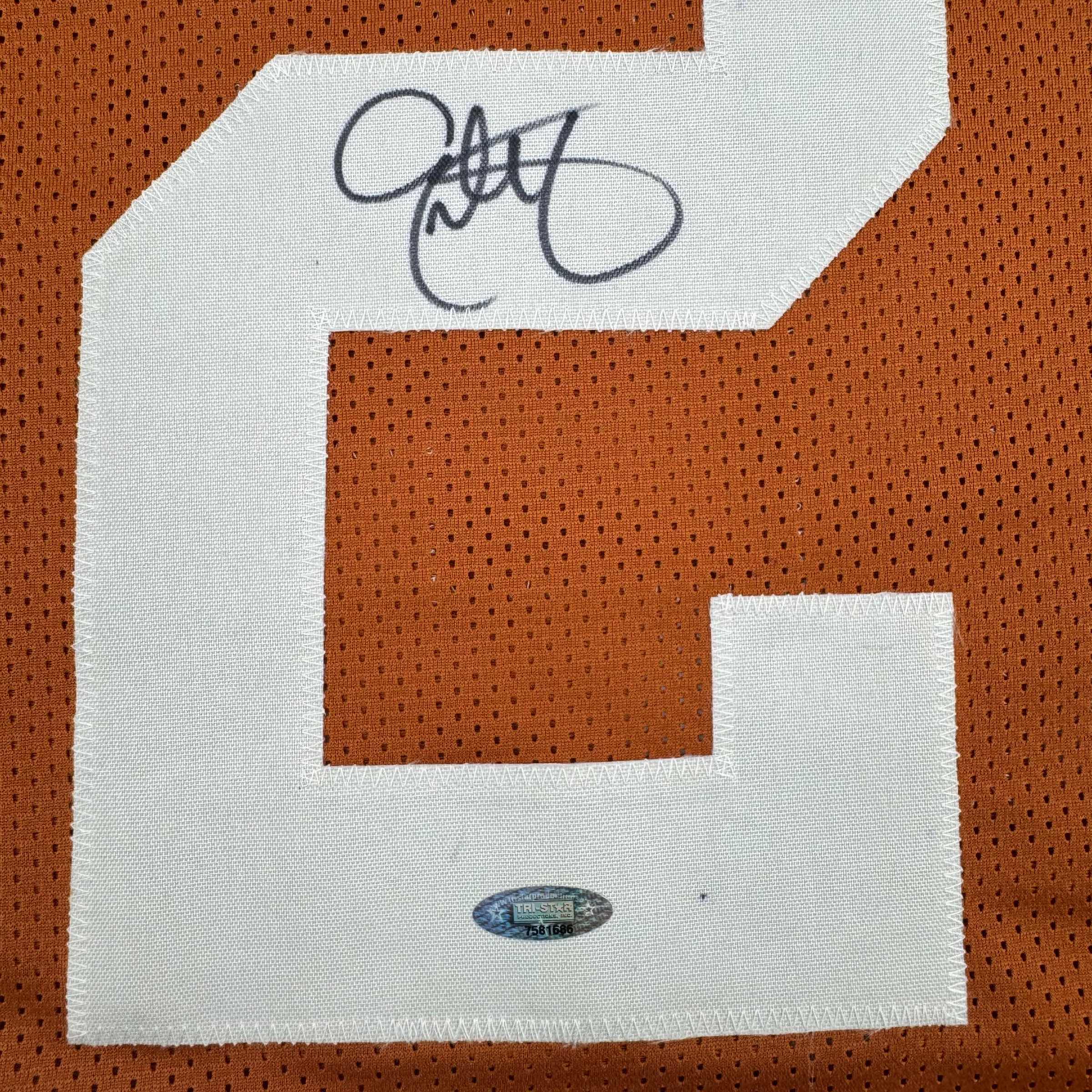Autographed/Signed Eric Metcalf Texas Orange College Football Jersey Beckett BAS COA