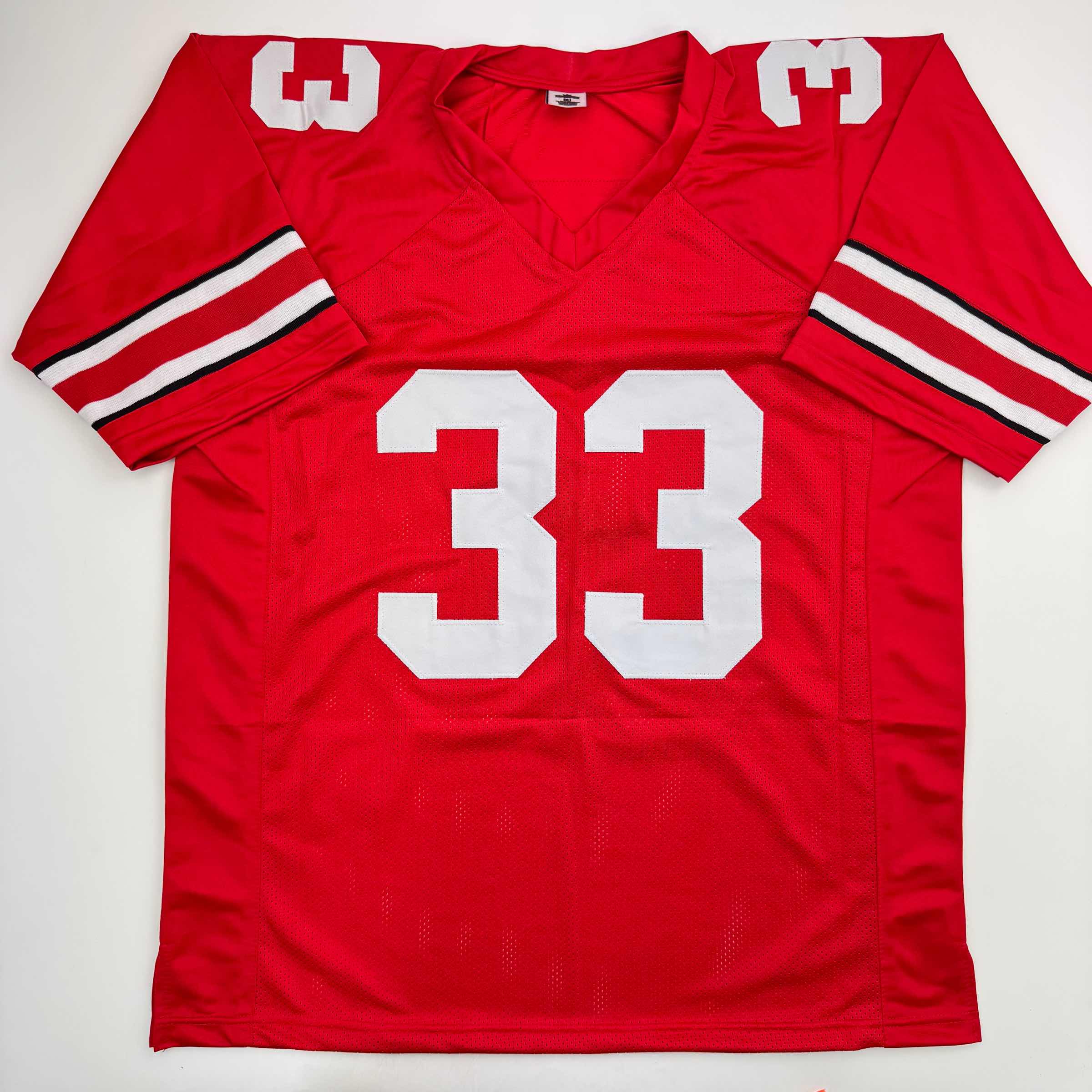 Autographed/Signed Jack Sawyer Ohio State Red College Football Jersey Beckett BAS COA