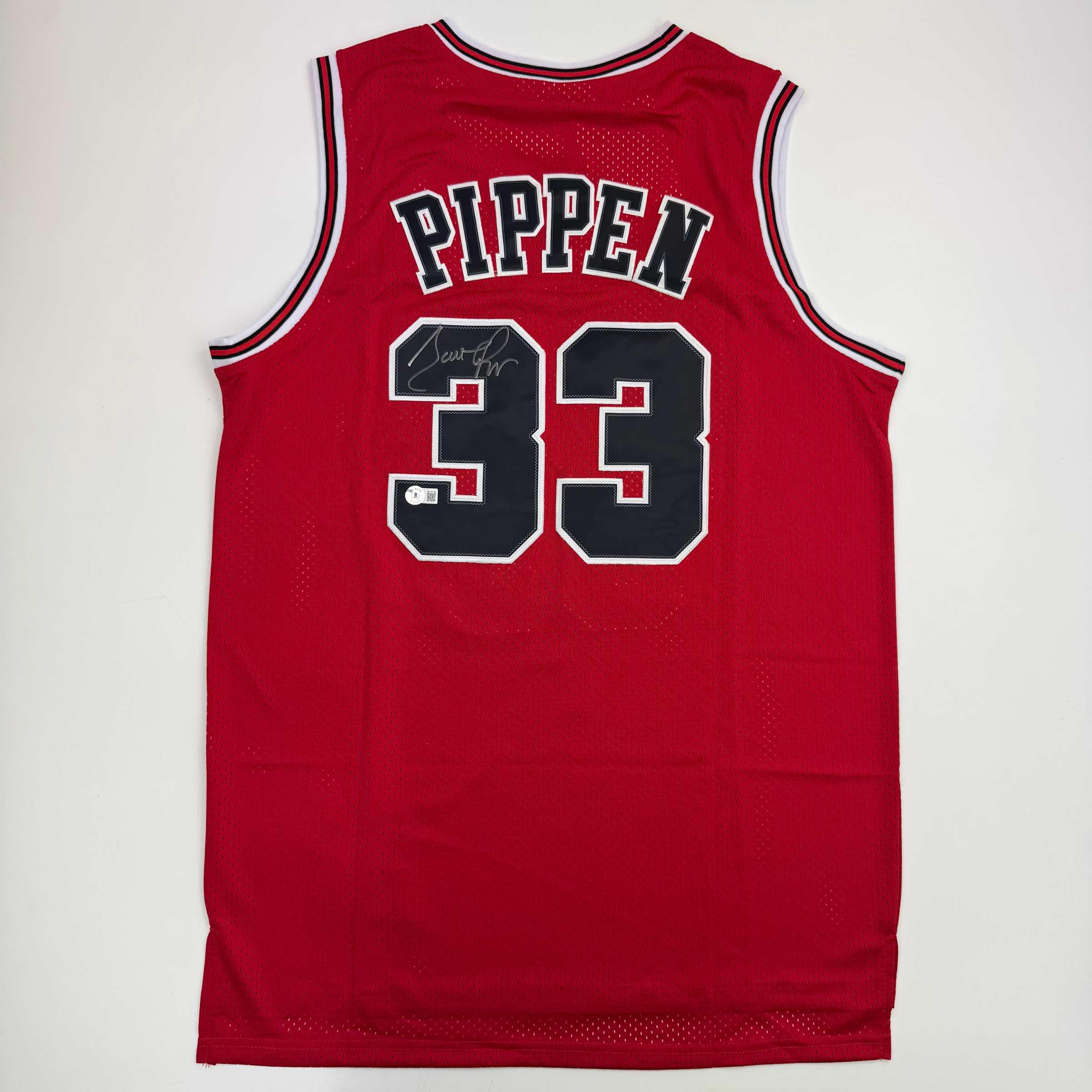 Autographed/Signed Scottie Pippen Chicago Red Basketball Jersey Beckett BSA COA