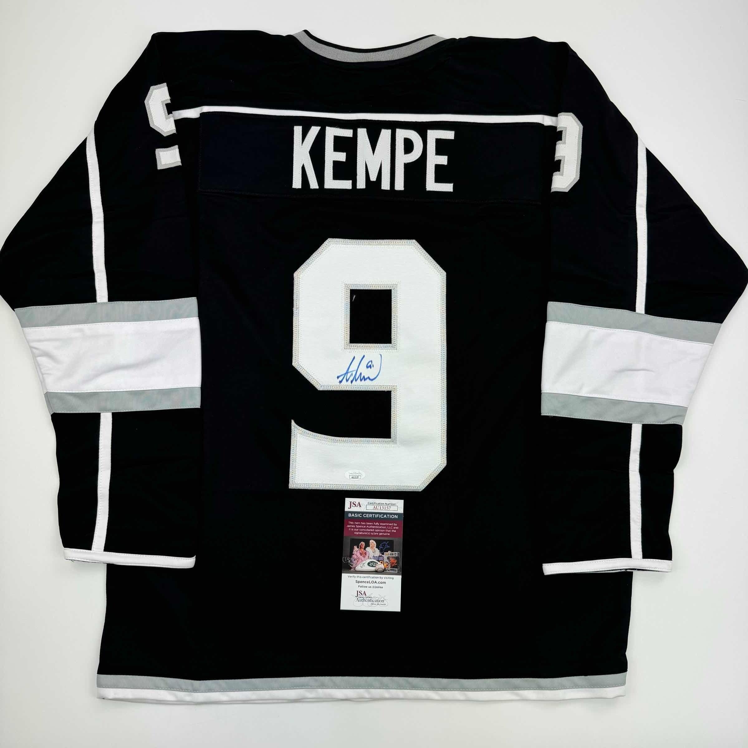Autographed/Signed Adrian Kempe Los Angeles LA Black Hockey Jersey JSA COA