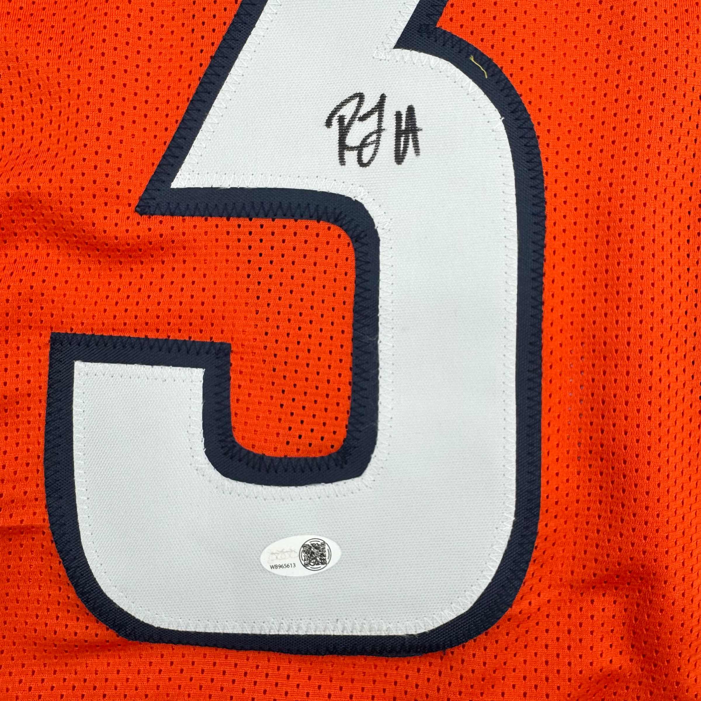 Autographed/Signed R.J RJ Harvey Denver Orange Football Jersey JAS COA