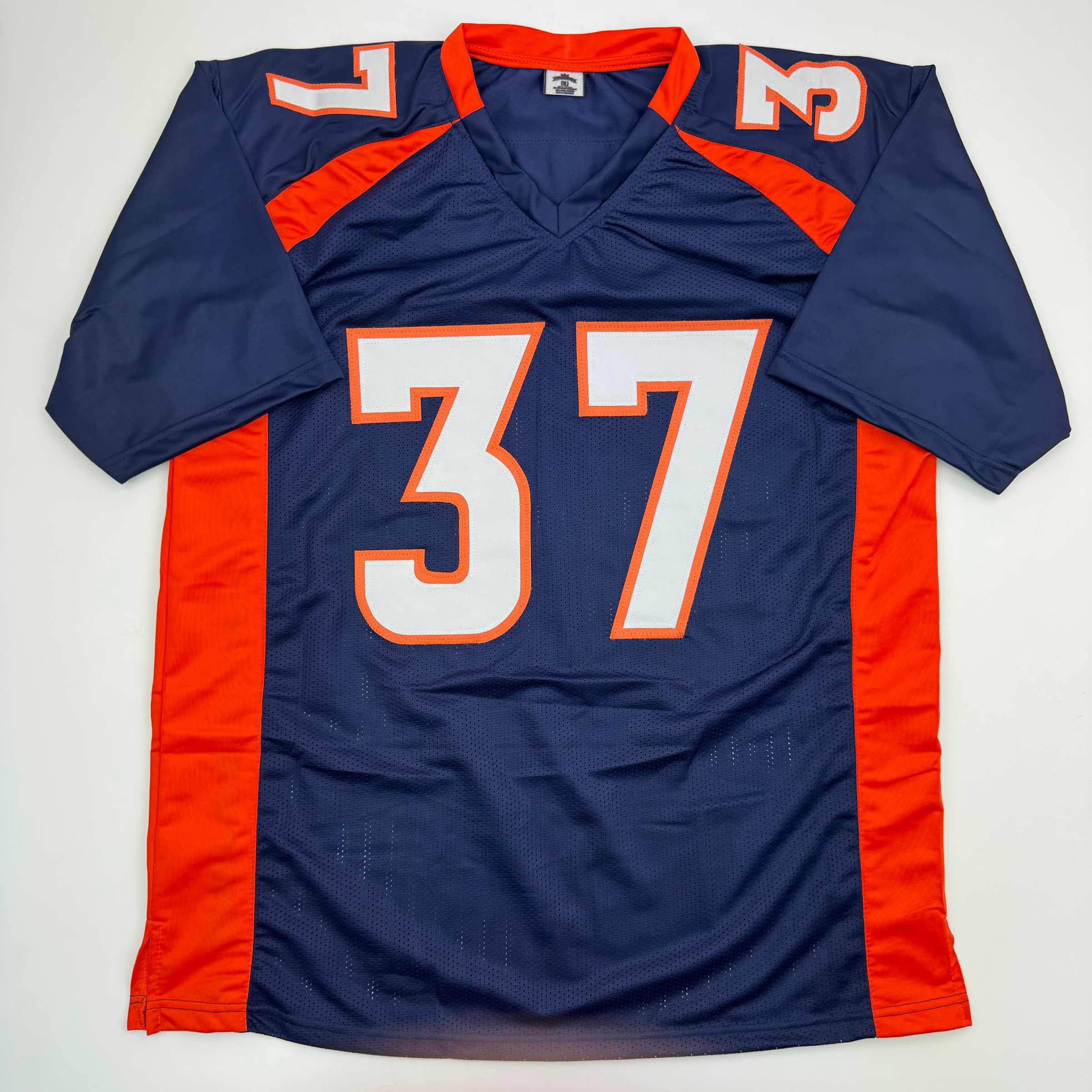 Autographed/Signed R.J RJ Harvey Denver Blue Football Jersey JAS COA