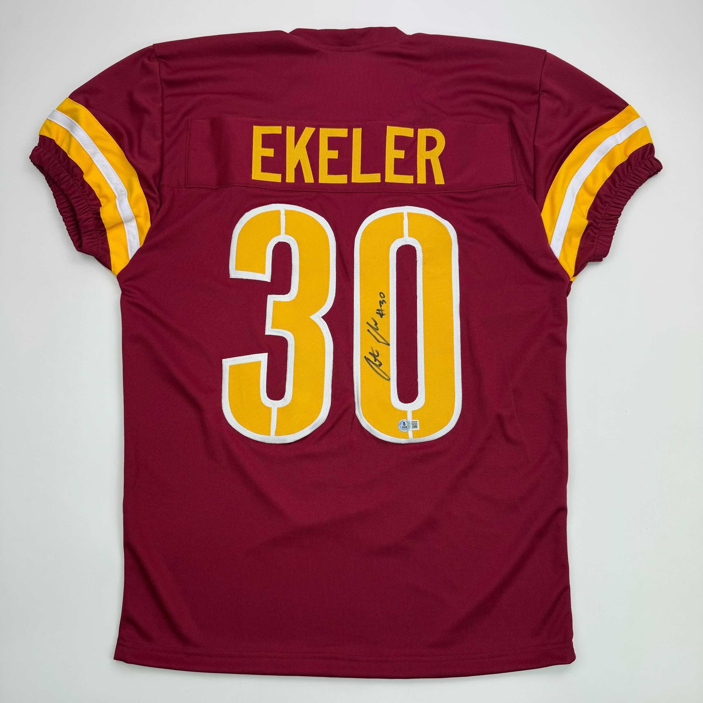 Autographed/Signed Austin Ekeler Washington Burgundy Football Jersey Beckett BAS COA