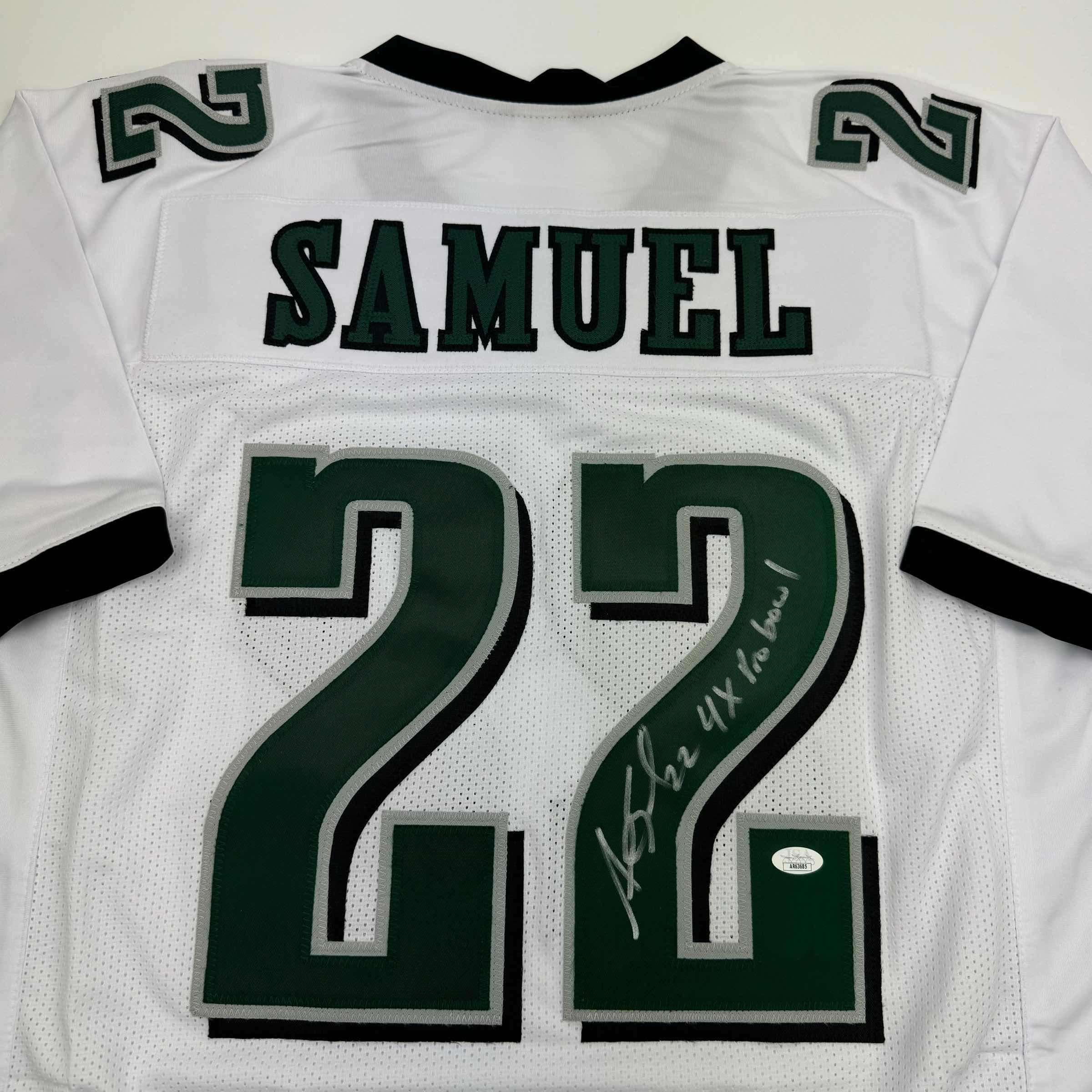 Autographed/Signed Asante Samuel Sr. 4x Pro Bowl Philadelphia White Football Jersey JSA COA