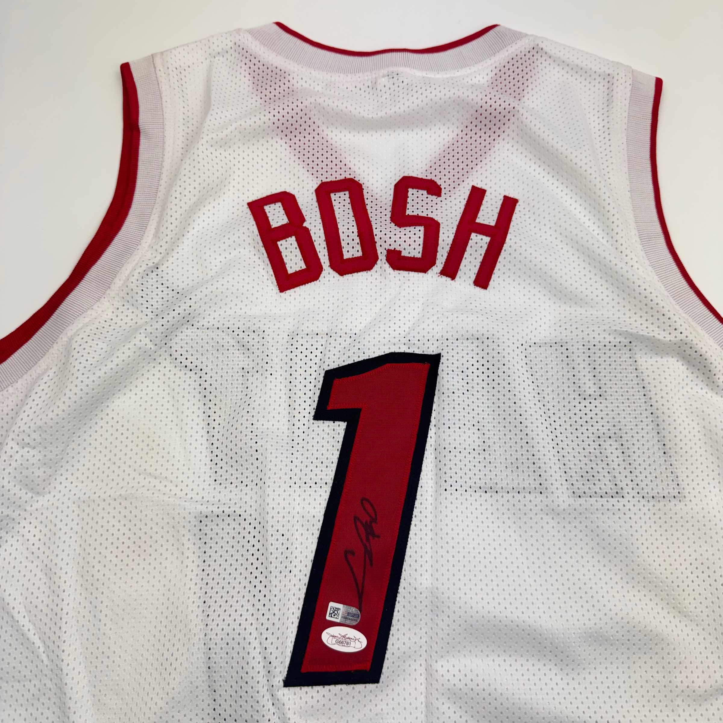 Autographed/Signed Chris Bosh Miami White Basketball Jersey JSA COA