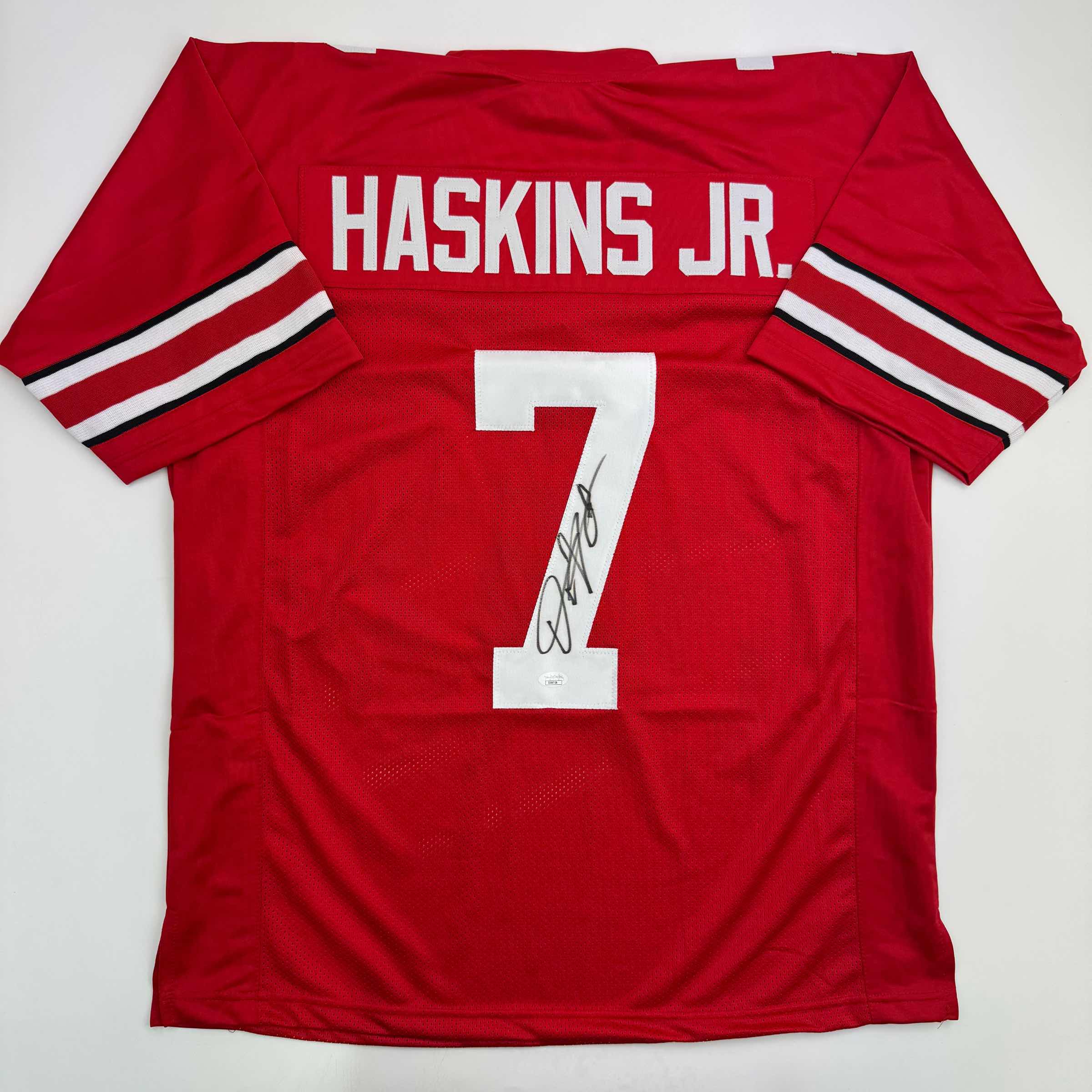 Autographed/Signed Dwayne Haskins Jr. Ohio State Red College Football Jersey JSA COA