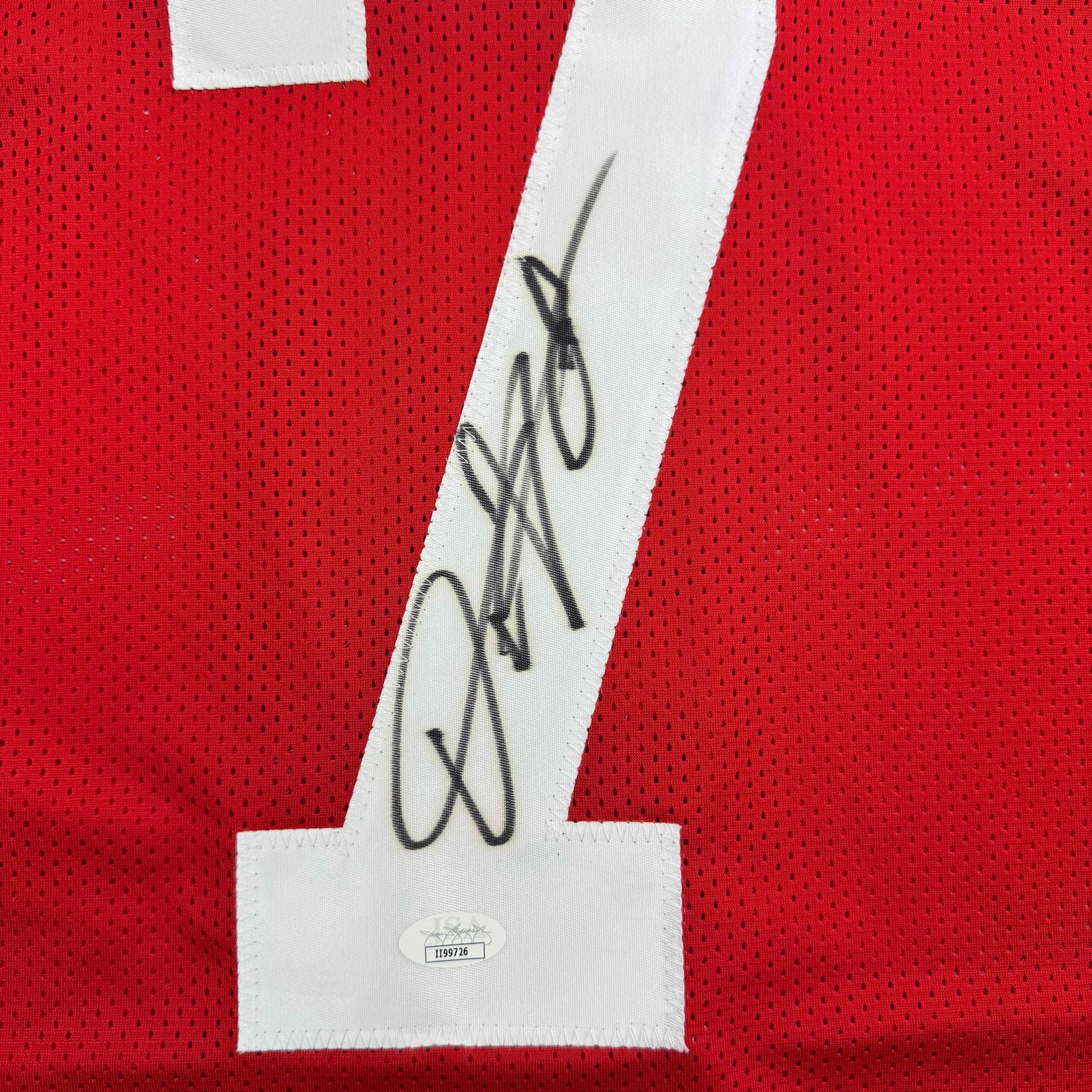 Autographed/Signed Dwayne Haskins Jr. Ohio State Red College Football Jersey JSA COA